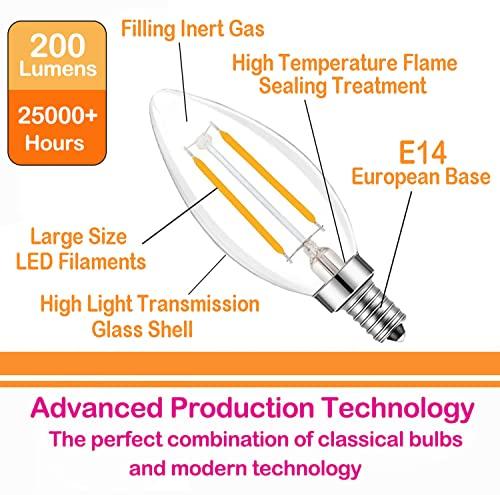 Lamsky Lamsky E14 European Base LED Filament Edison Bulb, 2W Warm White 2700K, No-Dimmable (4-Pack)