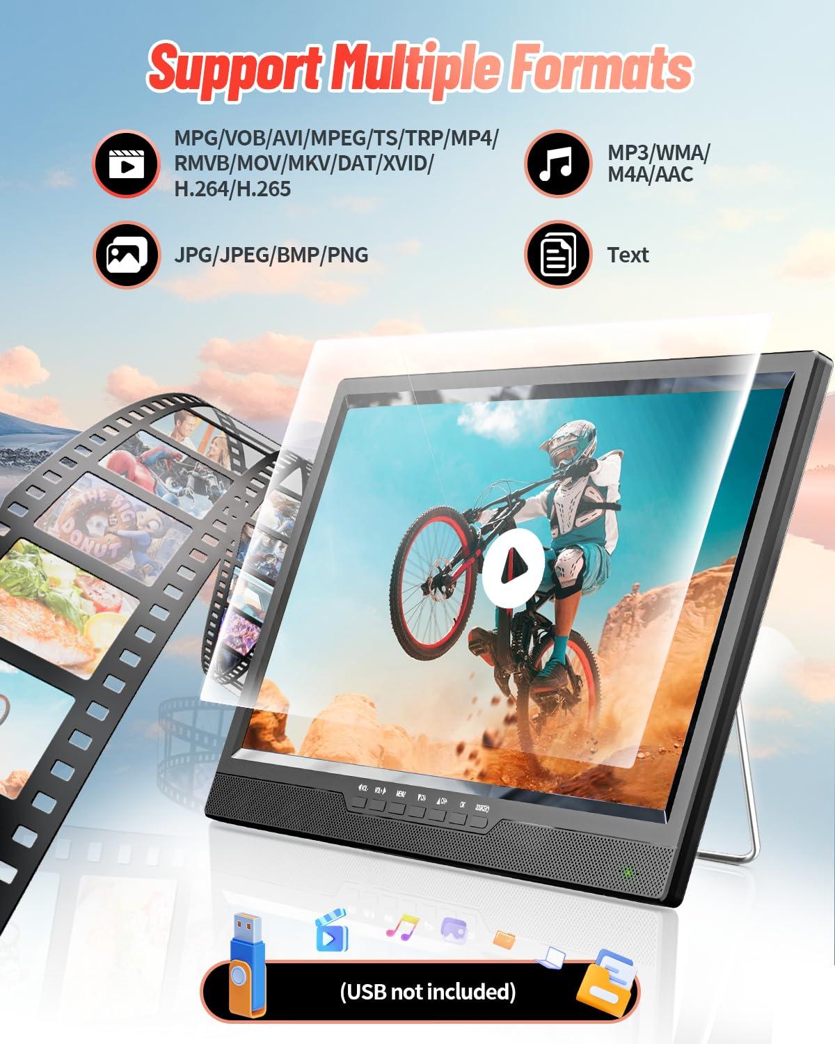 Desobry Desobry 19" Portable TV with Antenna, Small TV with HD 1080P HDMI Input, AV Input, USB Port, 180 Adjustable Stand, Small Portable TV for Kitchen Bedroom Camping RV (No WiFi)