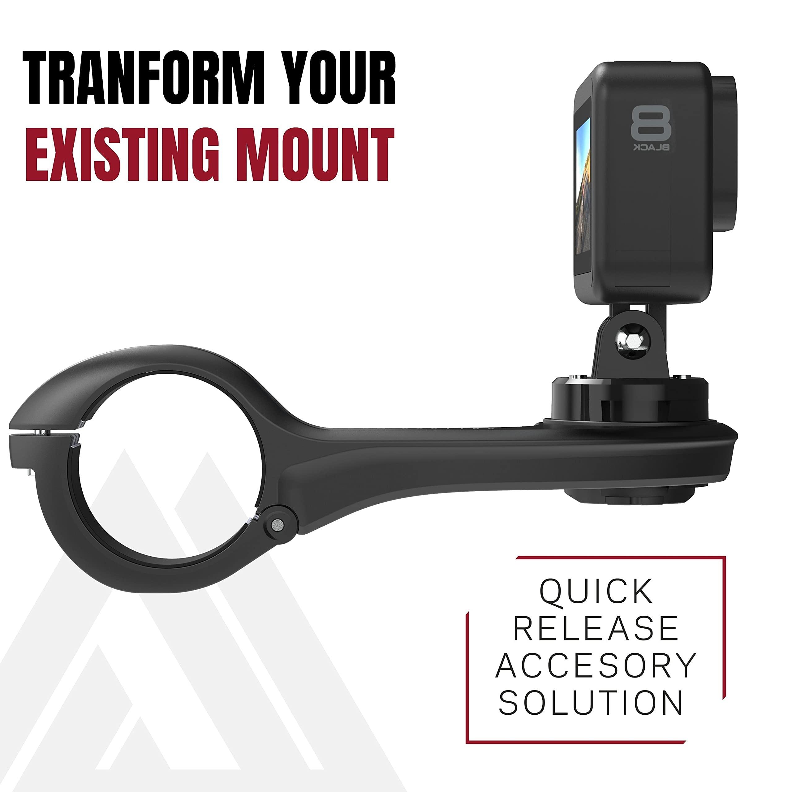 KOM Cycling KOM Cycling Wahoo Elemnt Roam & Elemnt Bolt Out Front Handlebar Mount from Top Mount Compatible with GoPro Adapters That Quarter Turn into Compatible Computer Mounts Bundle