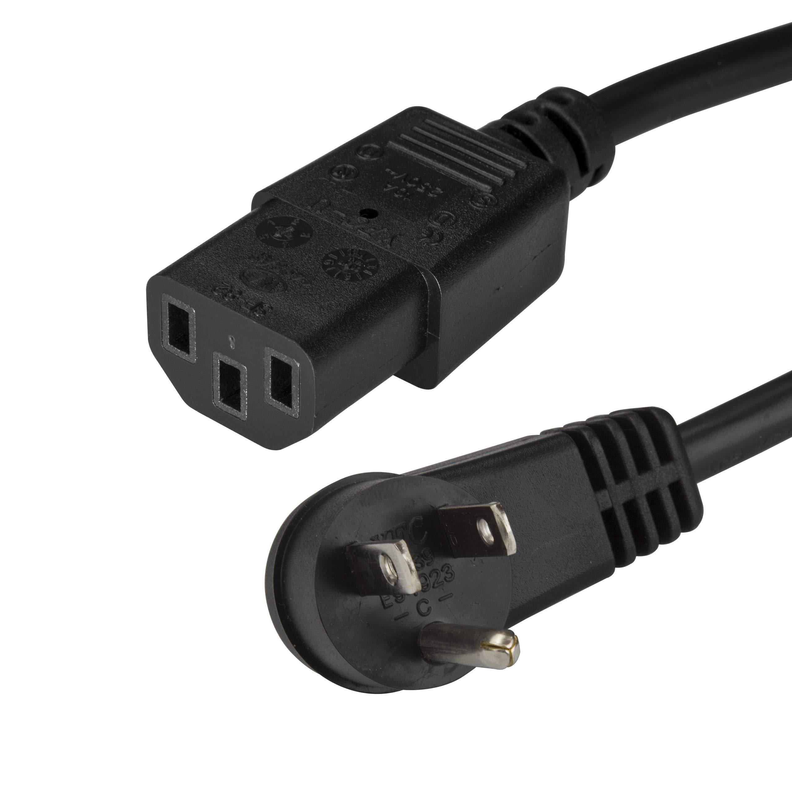 StarTech.com StarTech.com 6ft (2m) Computer Power Cord, Right Angle NEMA 5-15P to C13, 10A 125V, 18AWG, Replacement AC Power Cord, PC Power Supply Cable, Printer / Monitor Power Cord - UL Listed (PXTR1016)