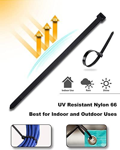 JIAHCN Long Zip Ties Heavy Duty 250lbs Cable Ties Extra Large Zip Ties 24 Inch Industrial Cable Tie Thick Strong Big Zip Tie Wraps Black Wire Ties Wide Plastic Zipties for Cable Management, Outdoor 30pcs