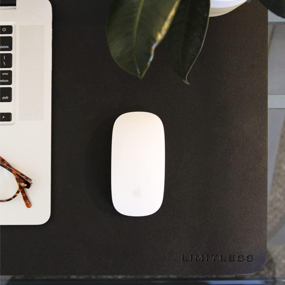 Limitless Innovations Limitless DeskPad Pro 2-in-1 Waterproof/Syntenic Leather Desk Mat Protector with 10W Wireless Charging Pad for Qi-Enabled Devices (Black)