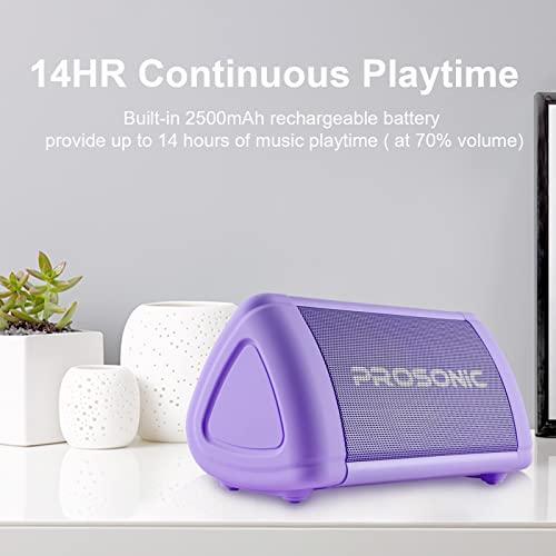 P Prosonic Prosonic BT3 Portable Wireless Bluetooth Speaker with 10W Stereo Sound & Bass Boost -Rich Sound & Intense Bass -Bluetooth 5.0 -Microphone -IPX5 - in & Outdoor Speaker (Purple)