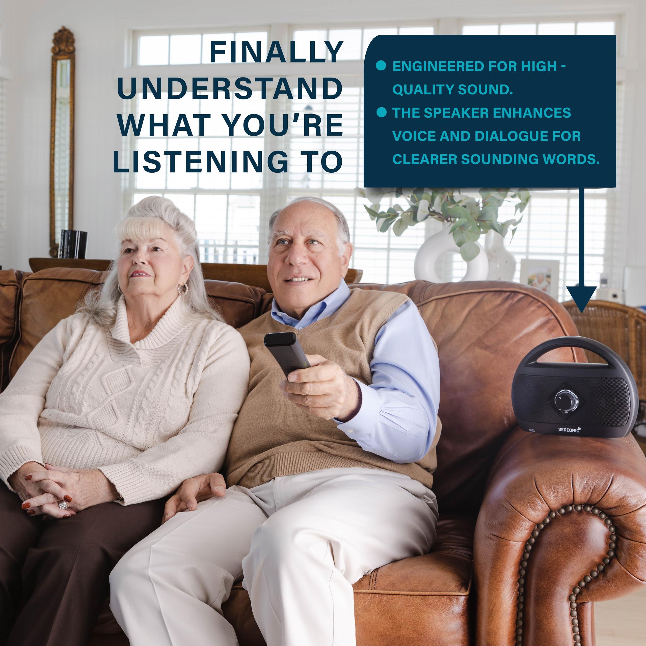 SEREONIC Portable Wireless TV Speakers - Ideal for TV Watching Without The Blaring Volume - Wireless Speakers Designed for Hard of Hearing, Elderly, and Seniors