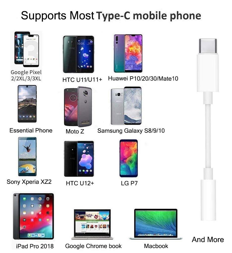 Wahbite Apple USB C to 3.5mm Headphone Jack for iPad Pro 2018/2019/ 2020 MacBook Pro, Type C to Aux Earphone Dongle Compatible with Pixel 4XL/3/3 XL/2/2 XL, Samsung Sony HTC Moto ect.