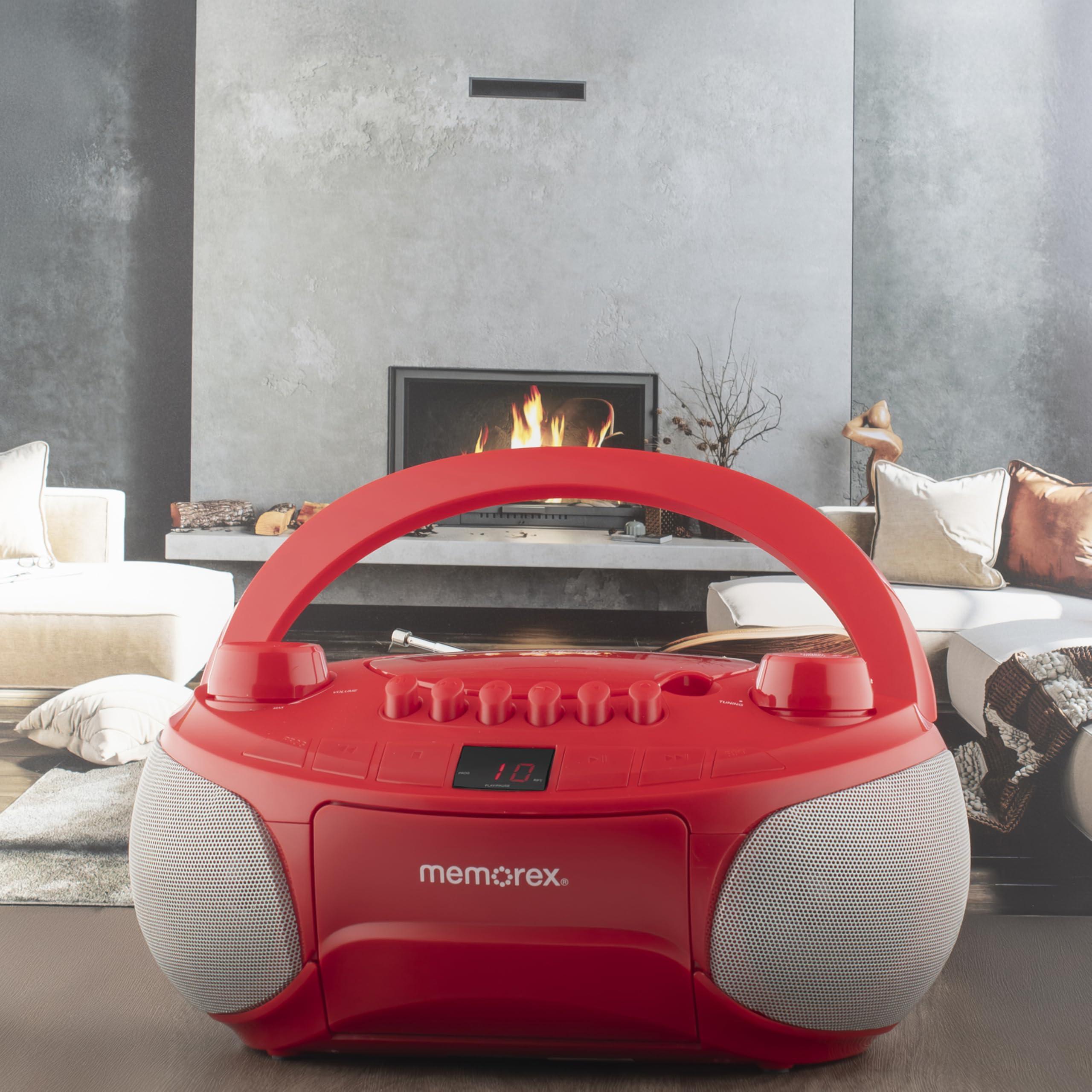 Memorex Memorex AM/FM Top Loading Cassette CD Player | Portable Stereo with Programmable Memory | Auxiliary Input, Auto-Stop Deck and LED Display (Red)