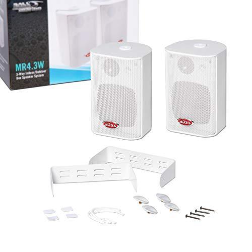 BOSS Audio Systems Boss Audio MR4.3W 200-Watt 3 Way Marine 4-Inch Enclosed System Speaker, White