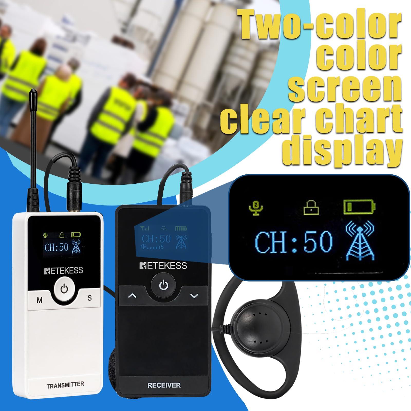 Retevis Retevis RT22 Walkie Talkies Rechargeable, Long Range Two Way Radio,2 Way Radio for Adults, Black,10 Pack, with Retekess TT116 Wireless Audio Tour Guide System