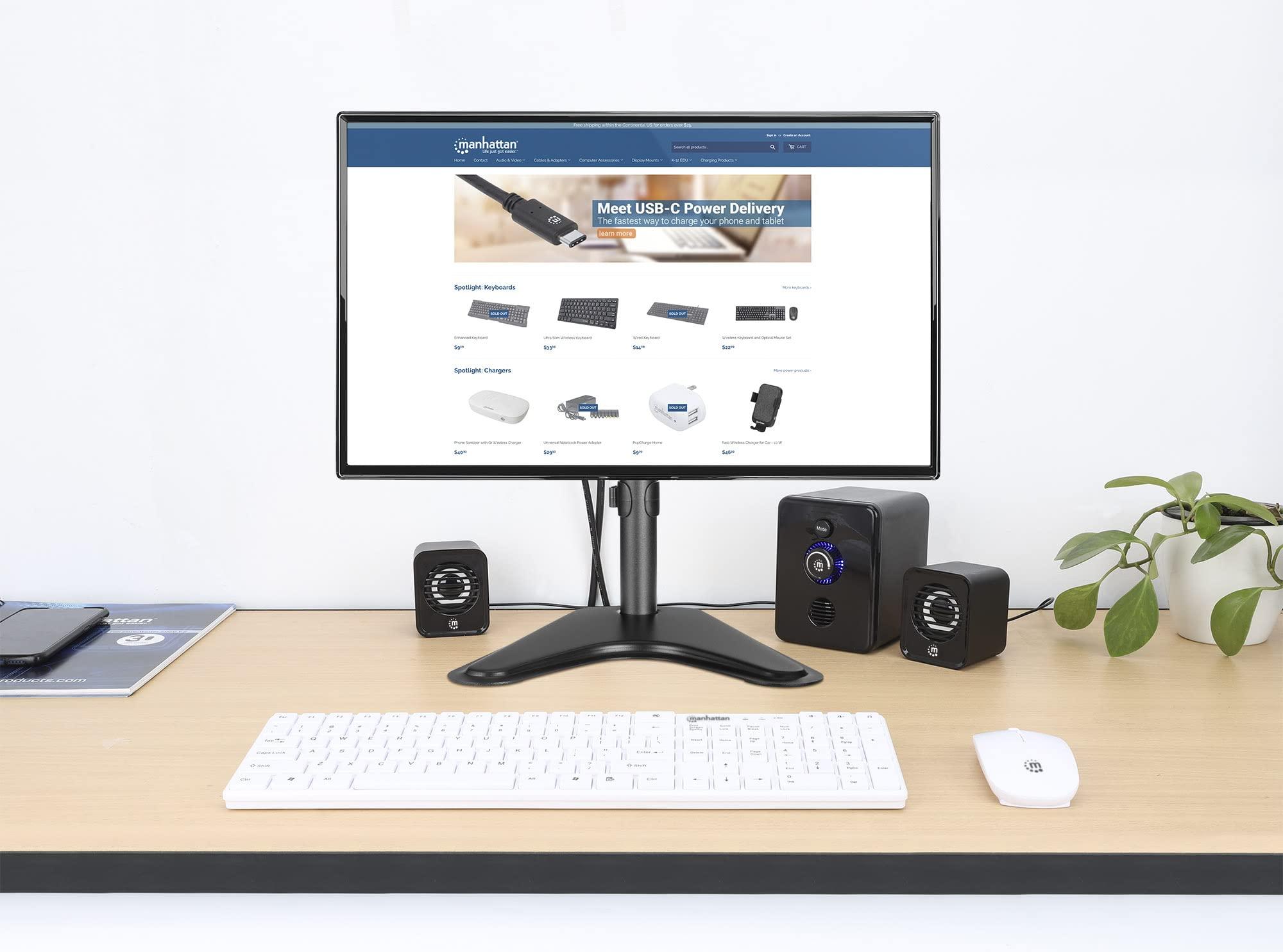 MANHATTAN MANHATTAN Bluetooth USB Powered 2.1 Stereo Speaker System - with Subwoofer and 2 Small Satellite Speakers, 3 Audio Connection Modes - for Computer, PC, Laptop, Desktop - 3 Yr Mfg Warranty - 167345