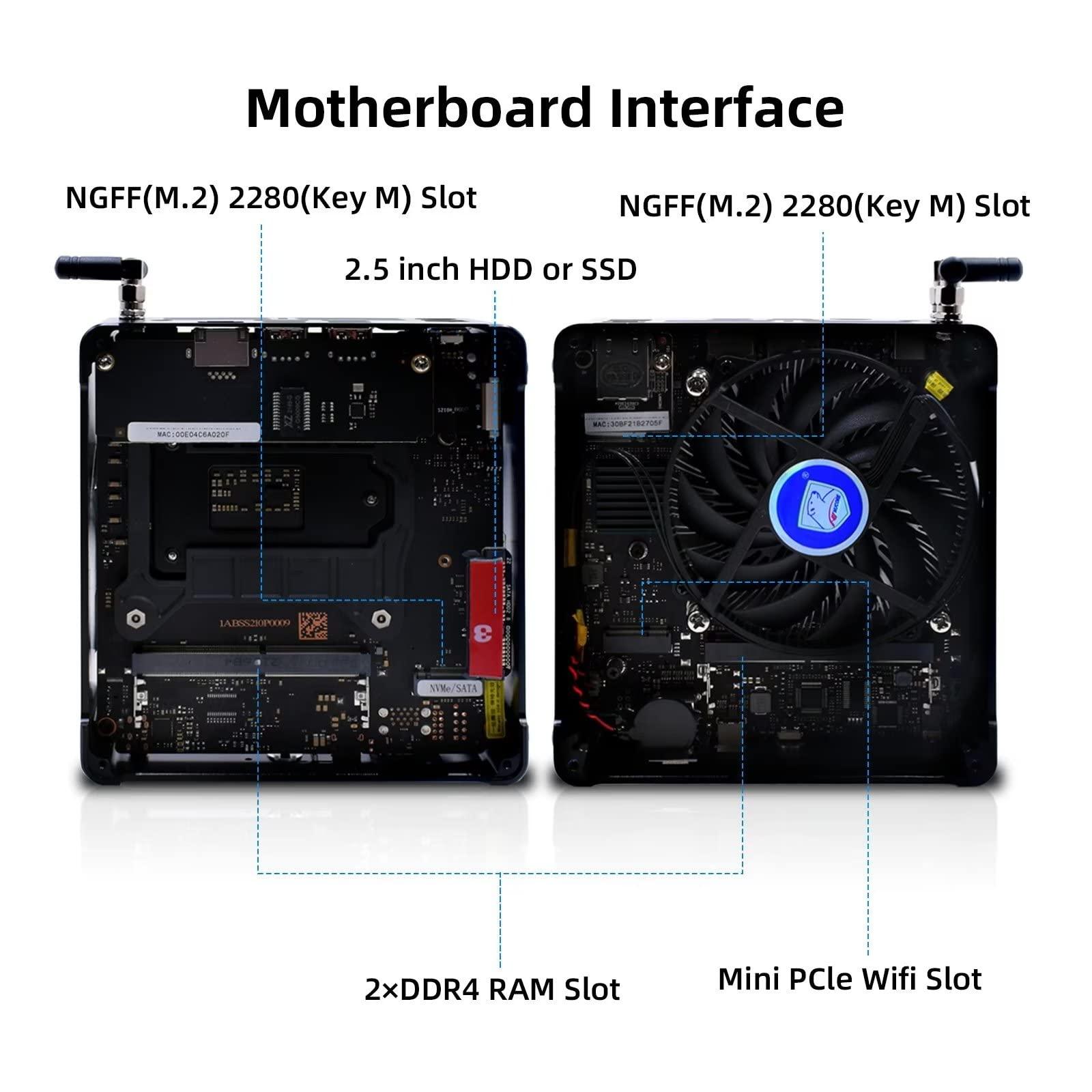 VENOEN 10th Fan Mini PC Core i7 10750H, Windows 11, 16GB DDR4 RAM 1TB SSD, 4K 60HZ, HD2.0, DP, Type C, i219 RJ45 LAN, WiFi 9260AC, BT5.0, 19V Small Computer, VESA Mount, DIN Rail Mount, Wake on Power
