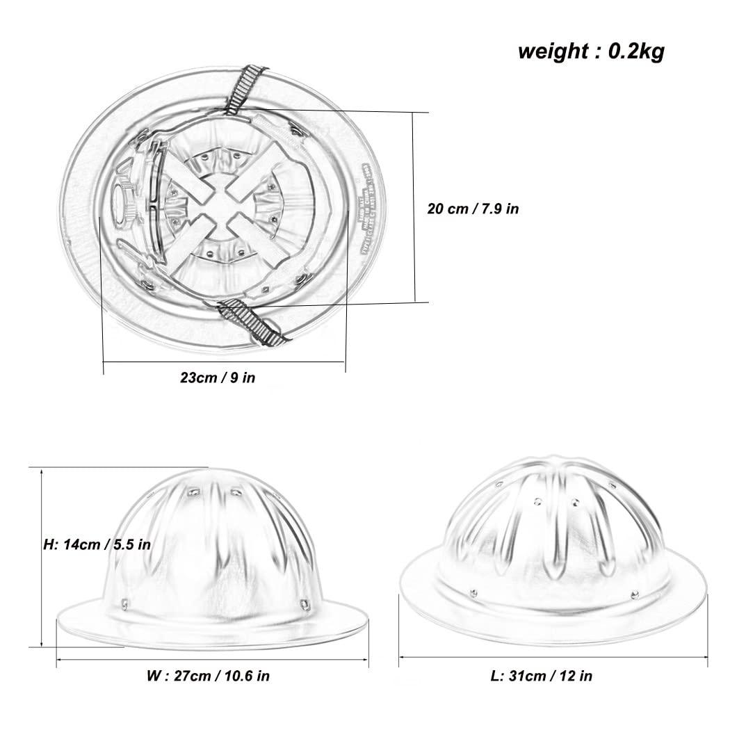 LUXUCURE Full Brim Hard Hats Aluminum Alloy Construction Safety Helmet,Rivet Reinforced Protective Equipment Work Cap for Engineering Miner\'s Forestry,Silver