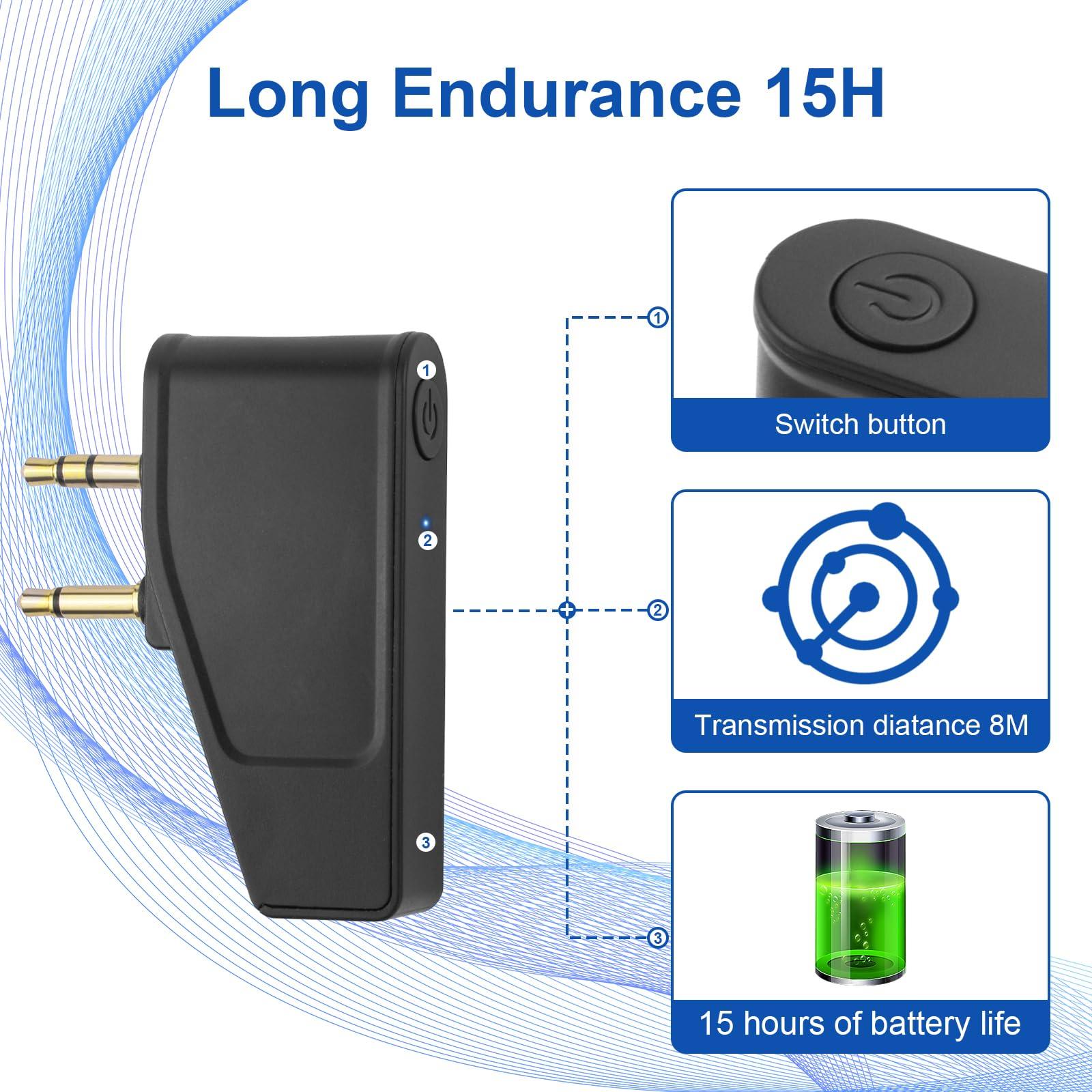 Asobilor Airplane Bluetooth Adapter Compatible with Bose Wireless/Wired Headphones and Any 3.5mm Aux Jack on Airplane, Bluetooth 5.3 Transmitter Receiver and 3.5mm Audio Jack (2 in 1)