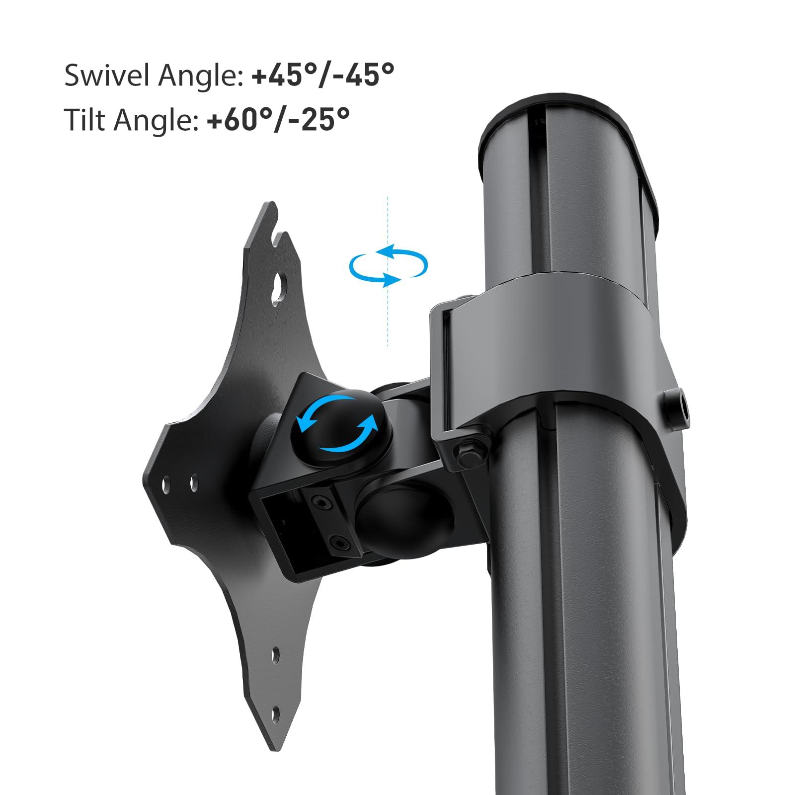 BEWISER BEWISER Dual Monitor Stand Desk Mount- Vertical Heavy Duty Monitor Riser Fits Two 17 to 49 Inch Screen with Swivel, Tilt, Height Adjustable,weight capacity up to 33 lbsBL200-B