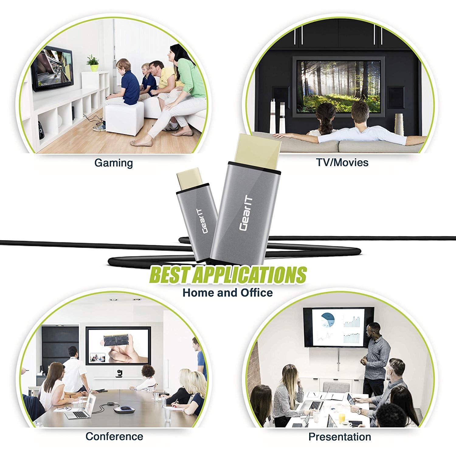 GEARit GEARit 6ft USB-C to HDMI Cable [Thunderbolt 3 Port Compatible] USB Type C to HDMI Cable (4K@60Hz) for MacBook Pro 2018/2017, MacBook Air, iPad Pro 2018, Surface Book 2, Samsung S10 and More, Black