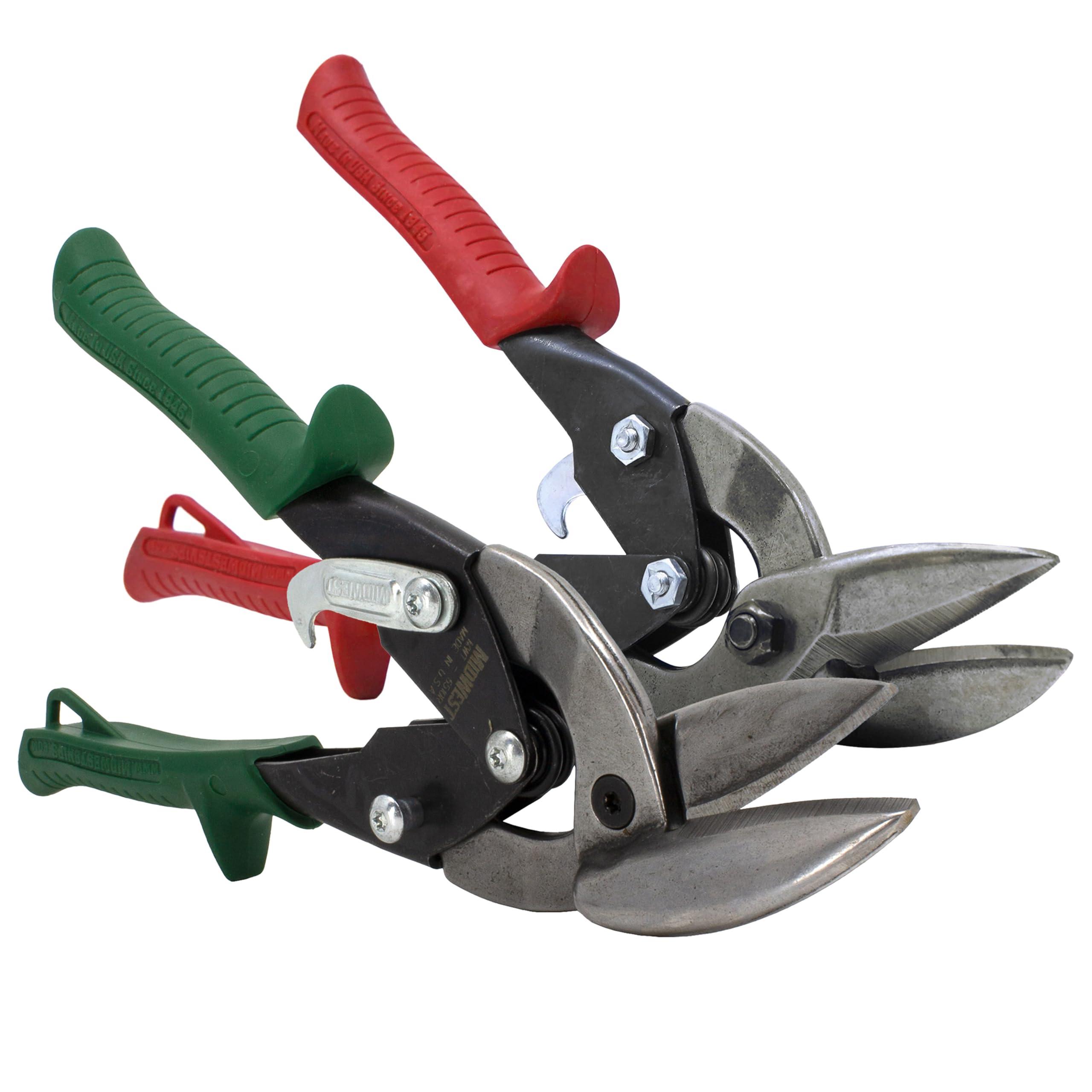 Midwest Snips MIDWEST Aviation Snip Set - Left and Right Cut Offset Tin Cutting Shears with Forged Blade & KUSH'N-POWER Comfort Grips - MWT-6510C