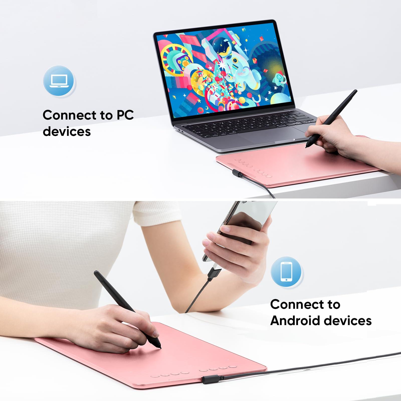 XP-PEN Drawing Tablet-XPPen Deco 01 V3 10x6.25 Inch Graphics Tablet Digital Drawing Tablet for Chromebook with 16384 Levels Pressure Battery-Free Stylus and 8 Shortcut Keys (Pink)