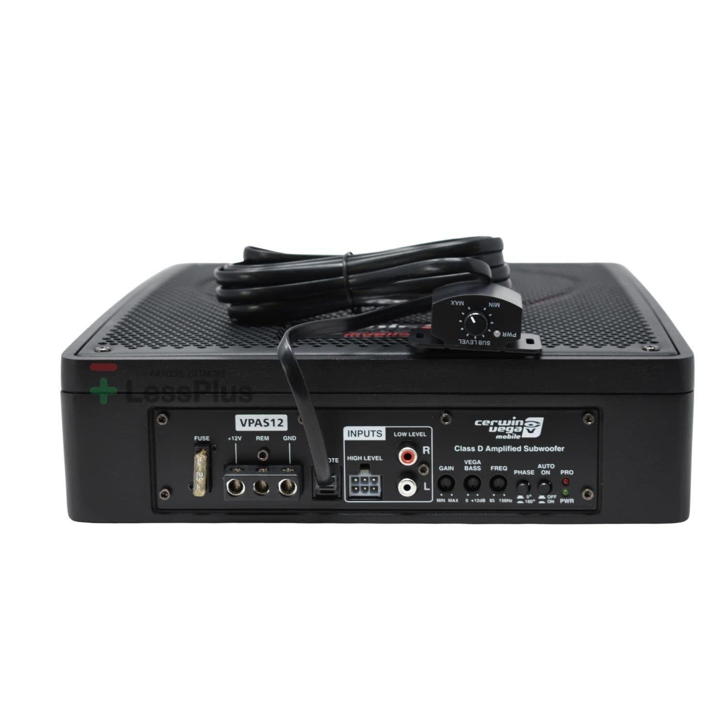 CERWIN-VEGA! CERWIN-VEGA! VPAS12 12-Inch 600W Compact Powered Subwoofer Slim Design with Passive Radiator, Bass Boost & Remote Control Perfect for Cars, Trucks & SUVs