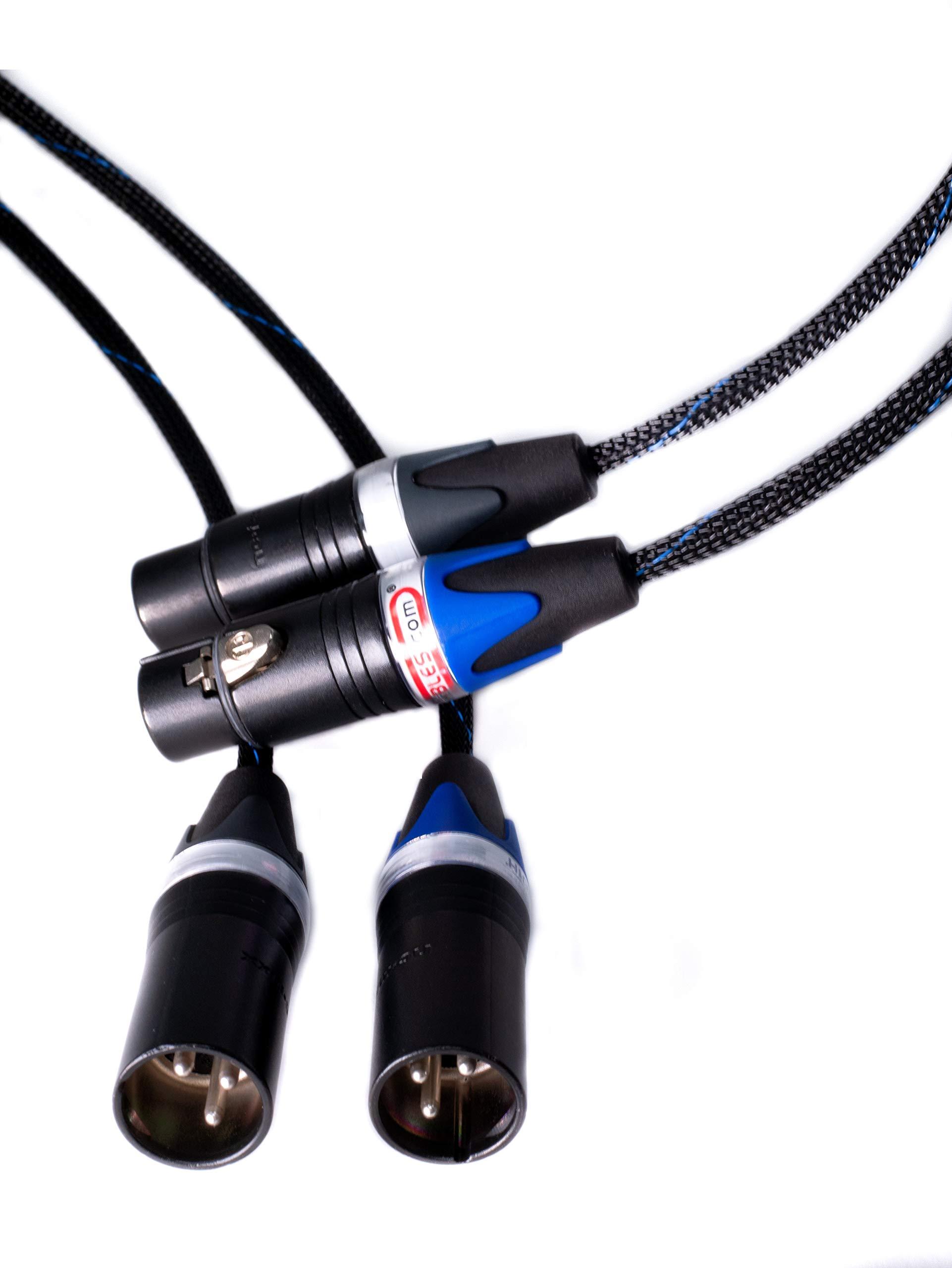 BETTERCABLES.COM BETTERCABLES.COM 3 Feet Blue Truth Ultra Balanced XLR Cables - Stereo Pair (2 Cables) - High-End, High-Performance, Audiophile Premium Hi-Fi Audio, Silver/Copper Hybrid, Teflon