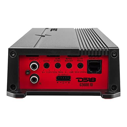 DS18 DS18 G3600.1D Car Audio Amplifier 1-Channel Class D Monoblock 3600 Watts - Remote BASS Knob Included - Compact Design Easy Installation - Extremely Powerful Amp for Vehicle Sound Systems