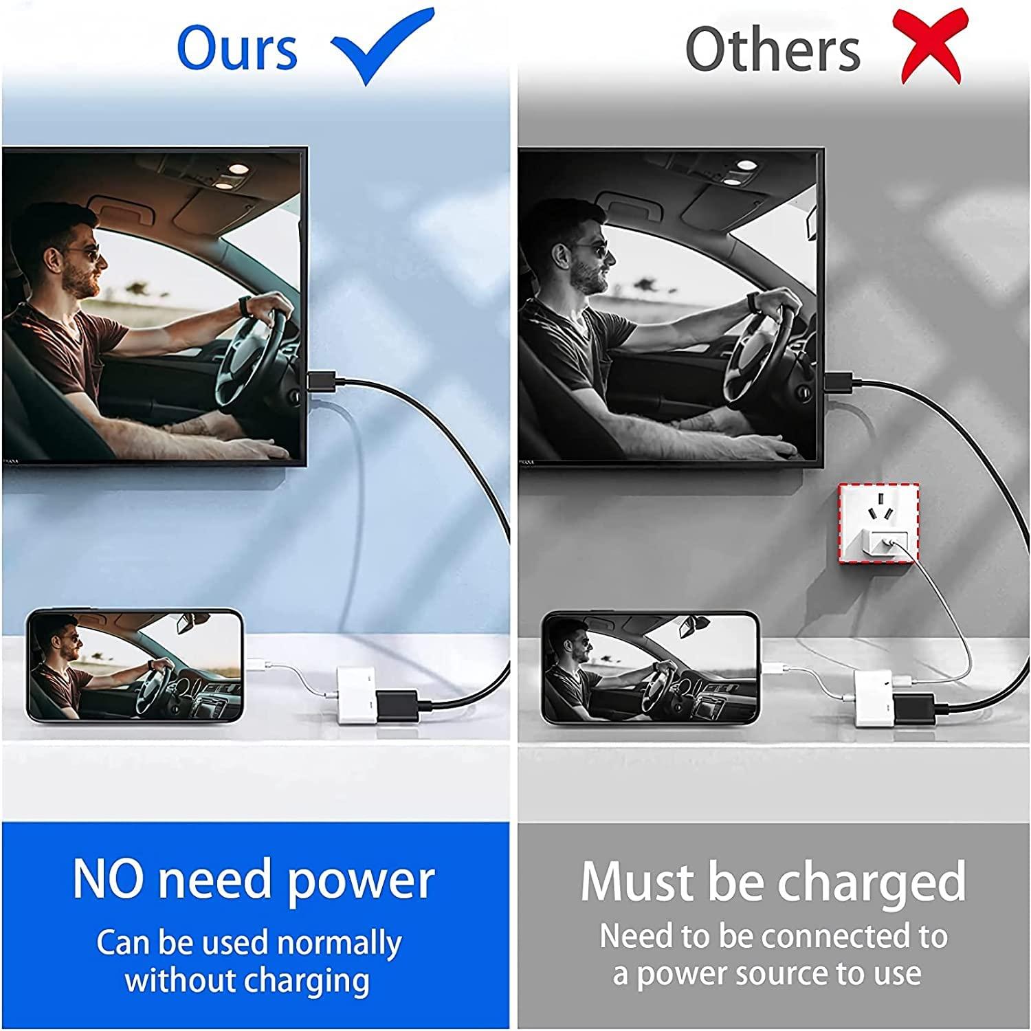 Microwoo [Apple MFi Certified] Lightning to HDMI Adapter for iPhone, Digital AV Audio Dongle,1080P Sync Screen Cable with Lightning Charging Port for iPhone, iPad to TV/Projector/Monitor Need Power Supply