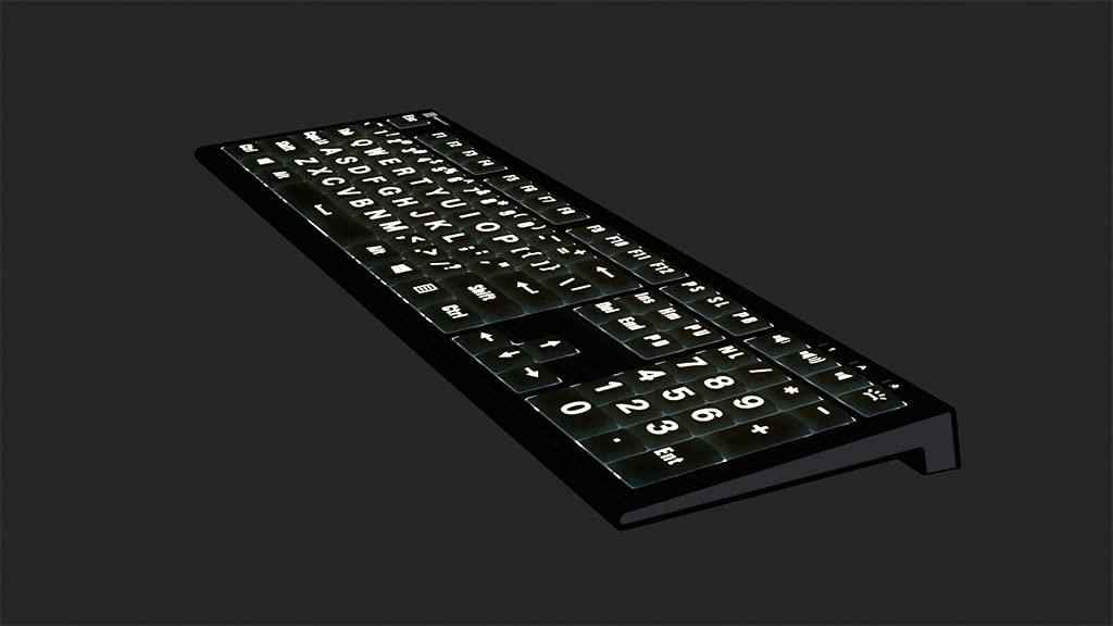 Logickeyboard Logickeyboard \'Astra2\' with Large Print Backlit White Letters on Black Keys Made for Windows PC p/n LKB-LPWB-A2PC-US