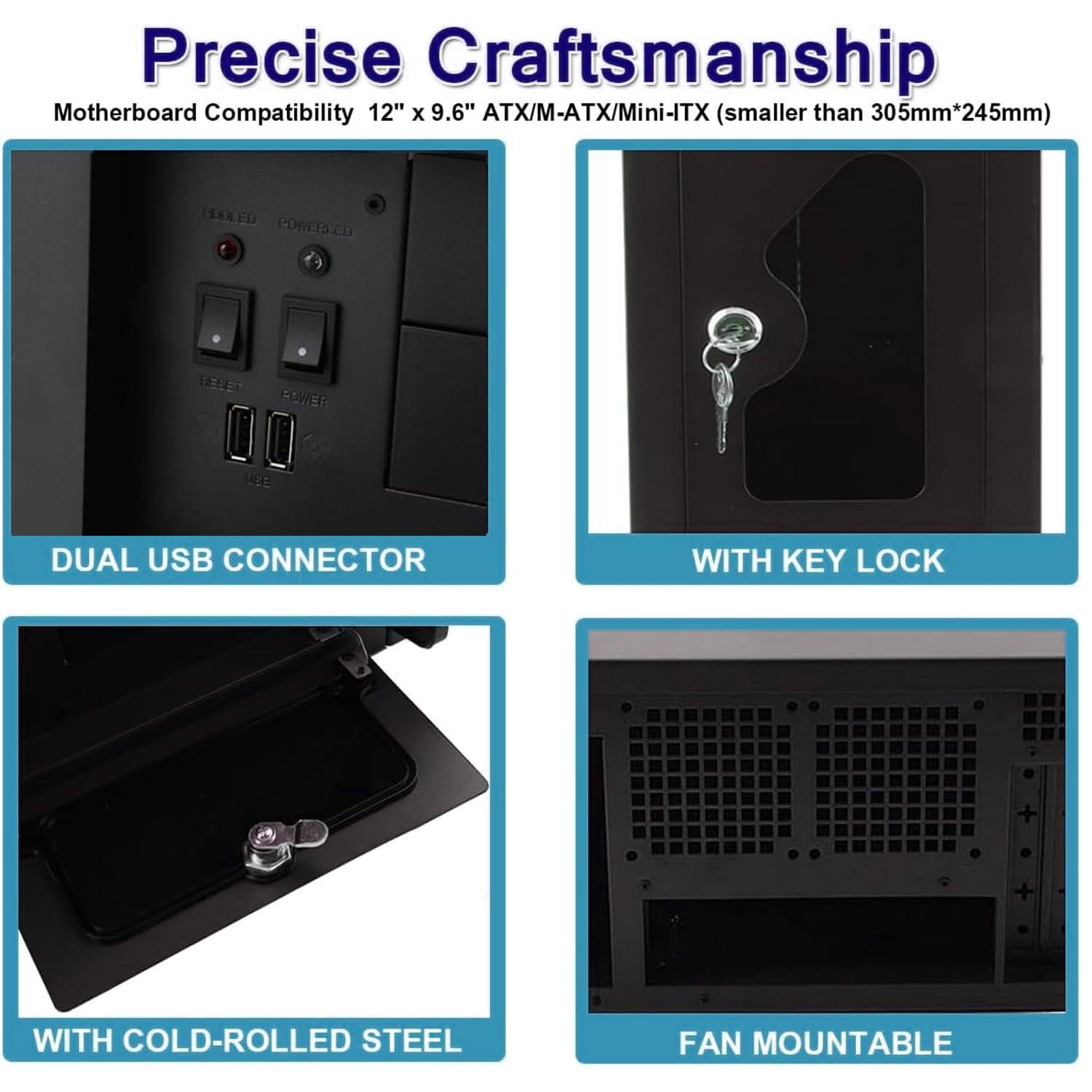 GPERHUAN 4U Server Cabinet Case,4U Server Chassis Rackmount Server Case 7 x PCI Slot Rackmount 4U Server Chassis Lockable with Key
