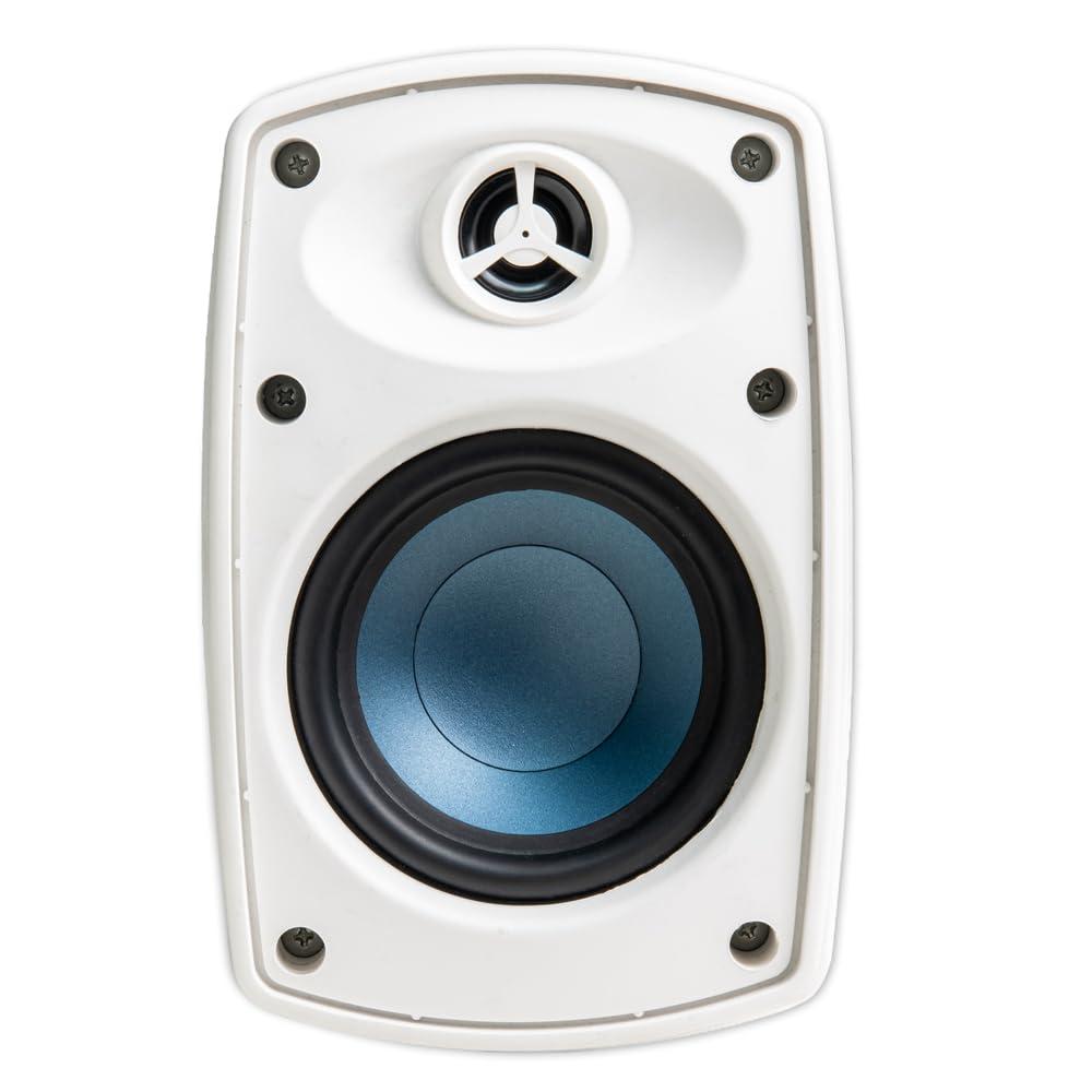 OSD Audio OSD AP490 4" Outdoor Patio Speaker Pair, 60W RMS and 70V, IPX6 Weather Resistant, Full Motion Bracket, White