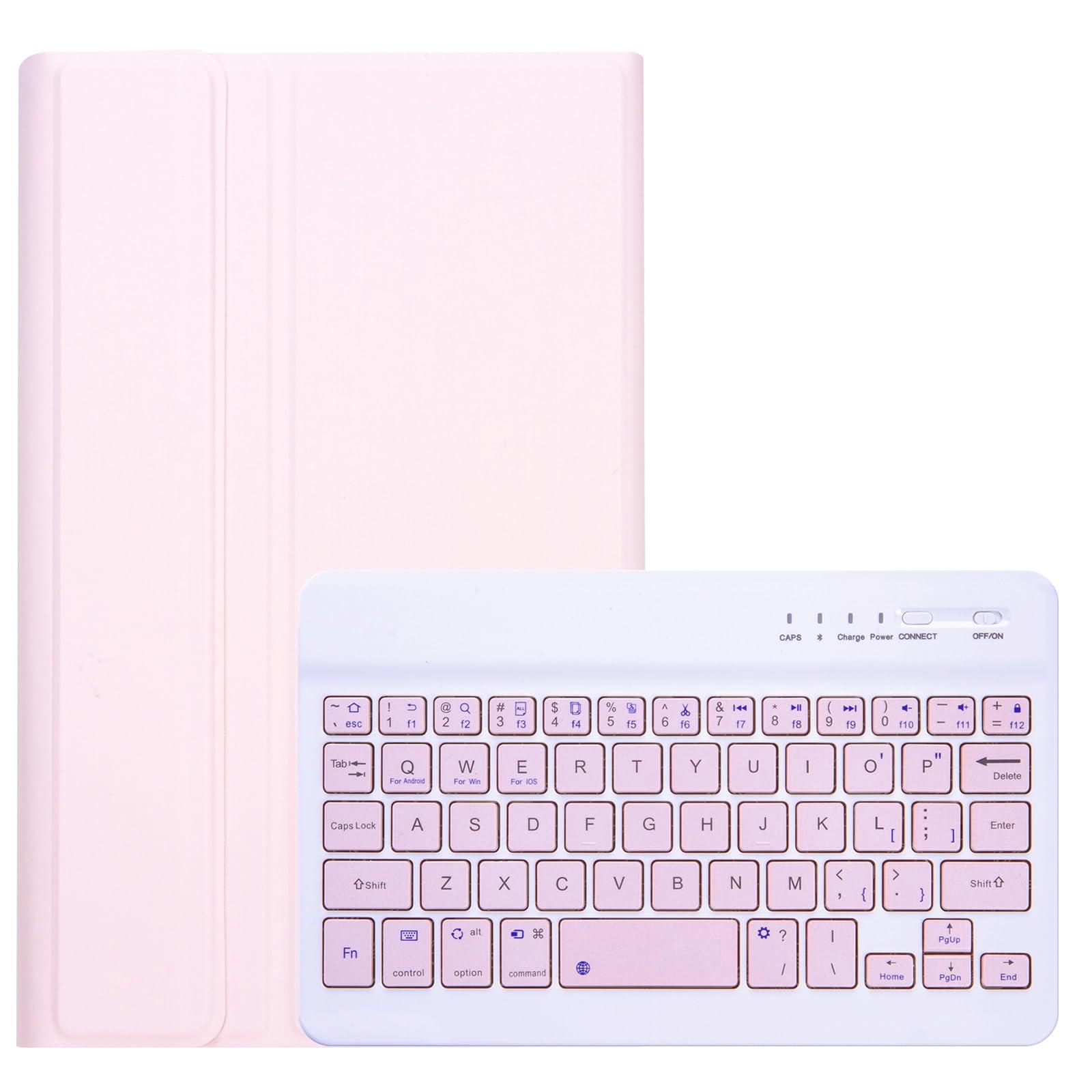 Lrufodya Lrufodya Keyboard Case for Samsung Galaxy Tab A7 Lite 8.7" 2021, Candy Colors Detachable Wireless Keyboard with Slim Cover for Model SM-T220 T225 T227 (Pink)