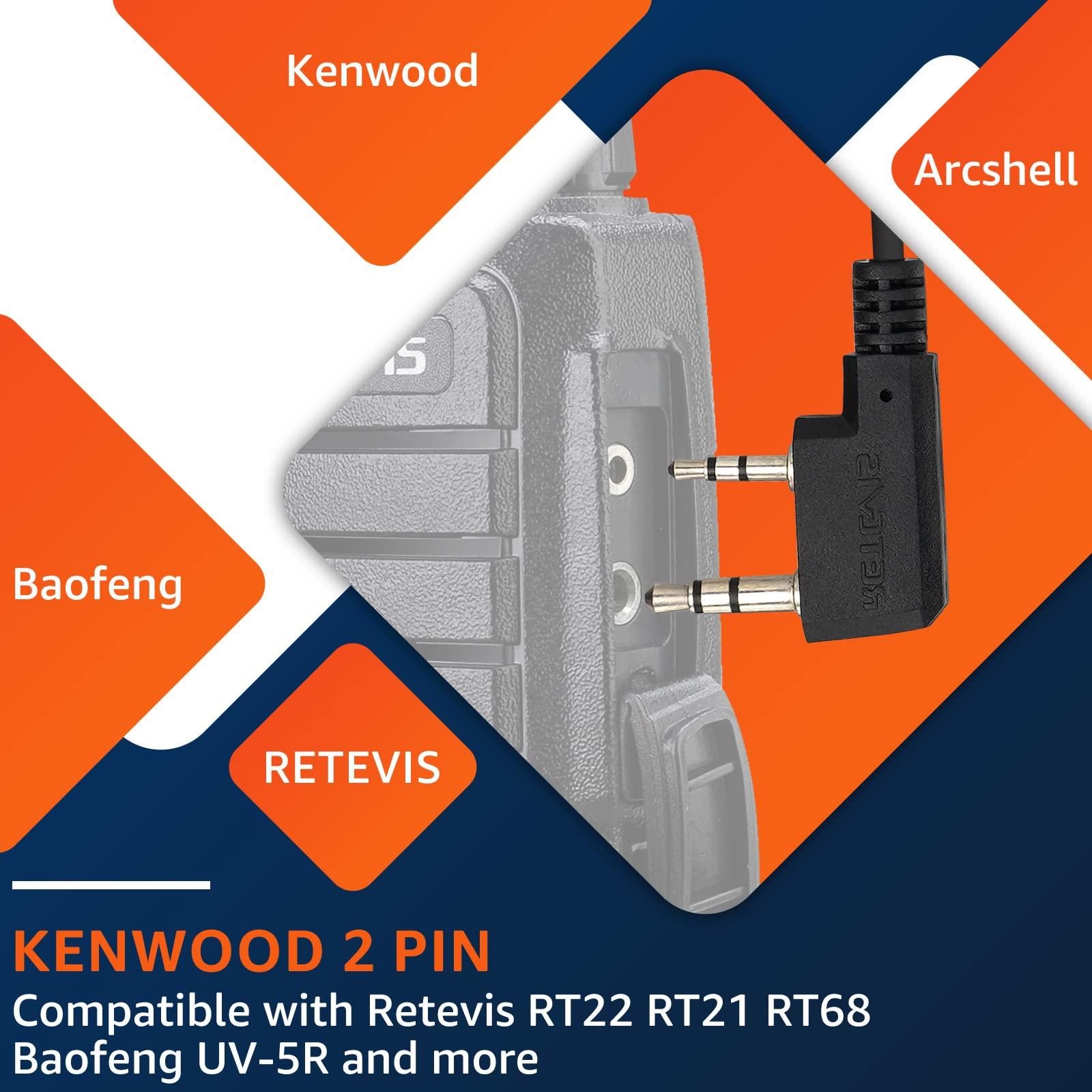 Retevis Retevis RT68 Walkie Talkie(6 Pack) with Earpiece(12 Pack),Portable FRS Two-Way Radio Rechargeable,with 6 Way Multi Unit Charger,Hands Free,Long Range,in-Ear and Earhook 2 Pin Walkie Talkie Earpiece