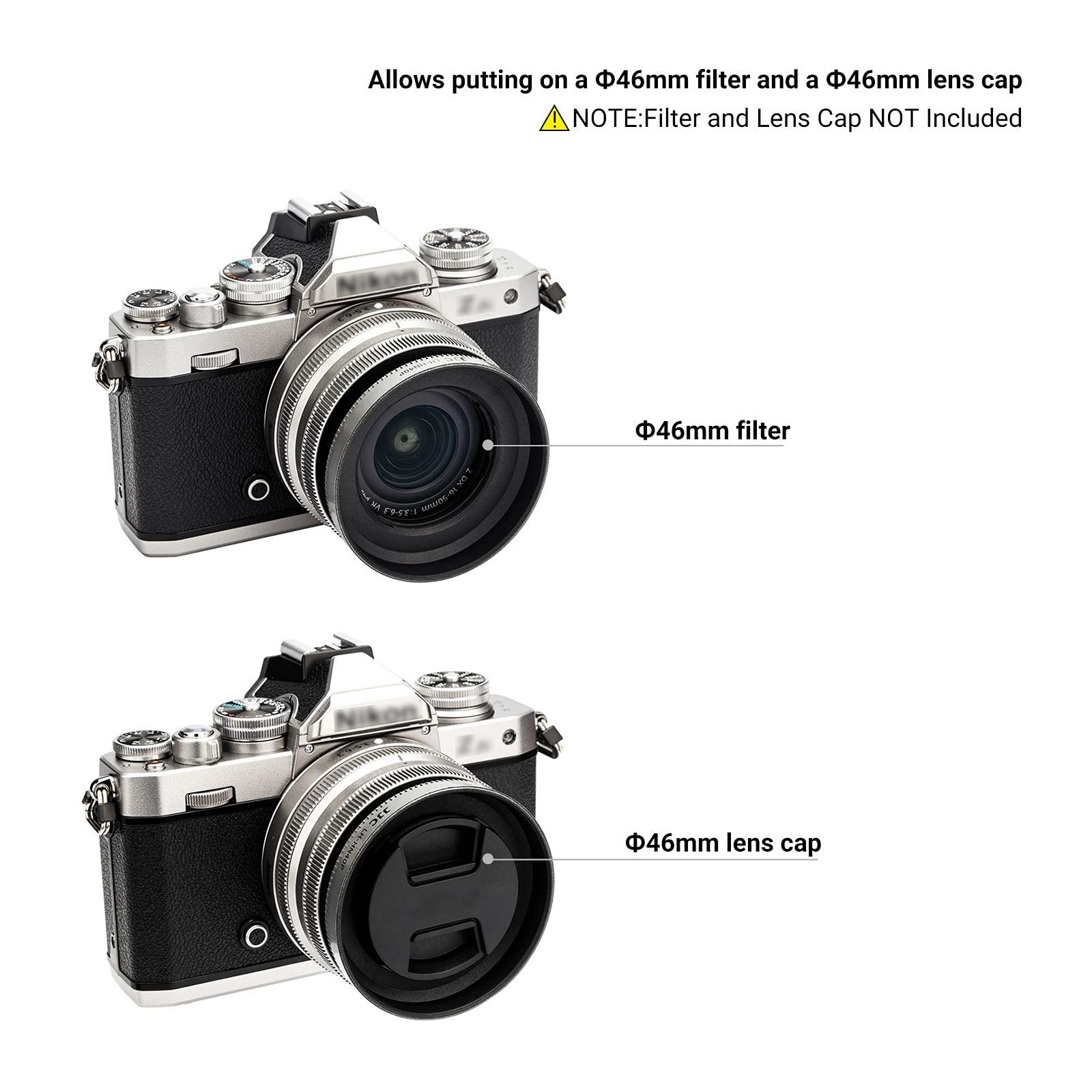 JJC (Silver) Camera Lens Hood for NIKKOR Z DX 16-50mm F3.5-6.3 VR on Z30 Z fc ZFC Z50, Replace Nikon HN-40 Lens Hood, Compatible w 46mm Cap and 46mm Filter