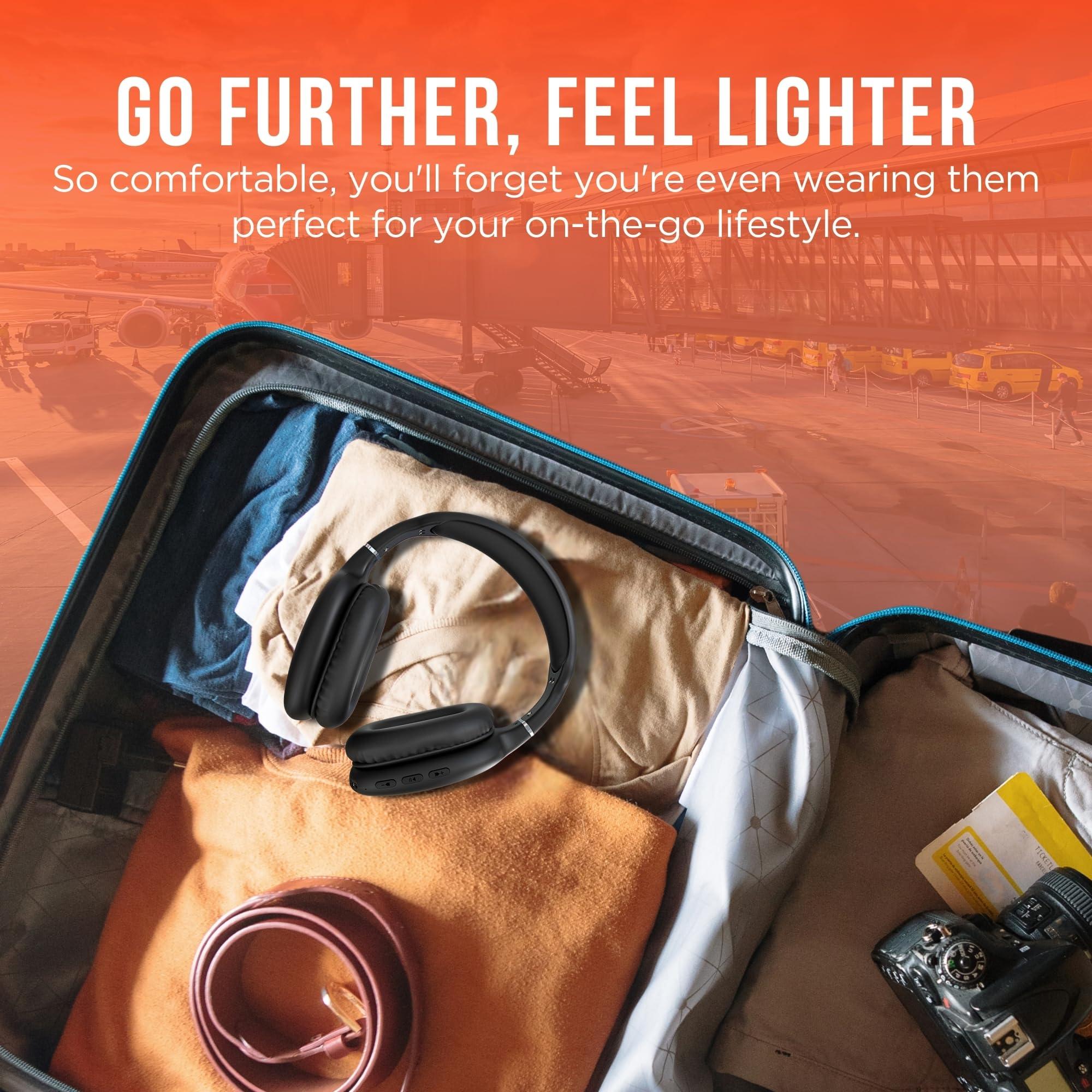 HyperGear HyperGear Vibe Bluetooth Wireless Headphones - Over-Ear Headphones Wireless for Music, Built-in Mic & Controls, Memory Foam Ear Cups for Travel, Home Office, Gym & More - Black