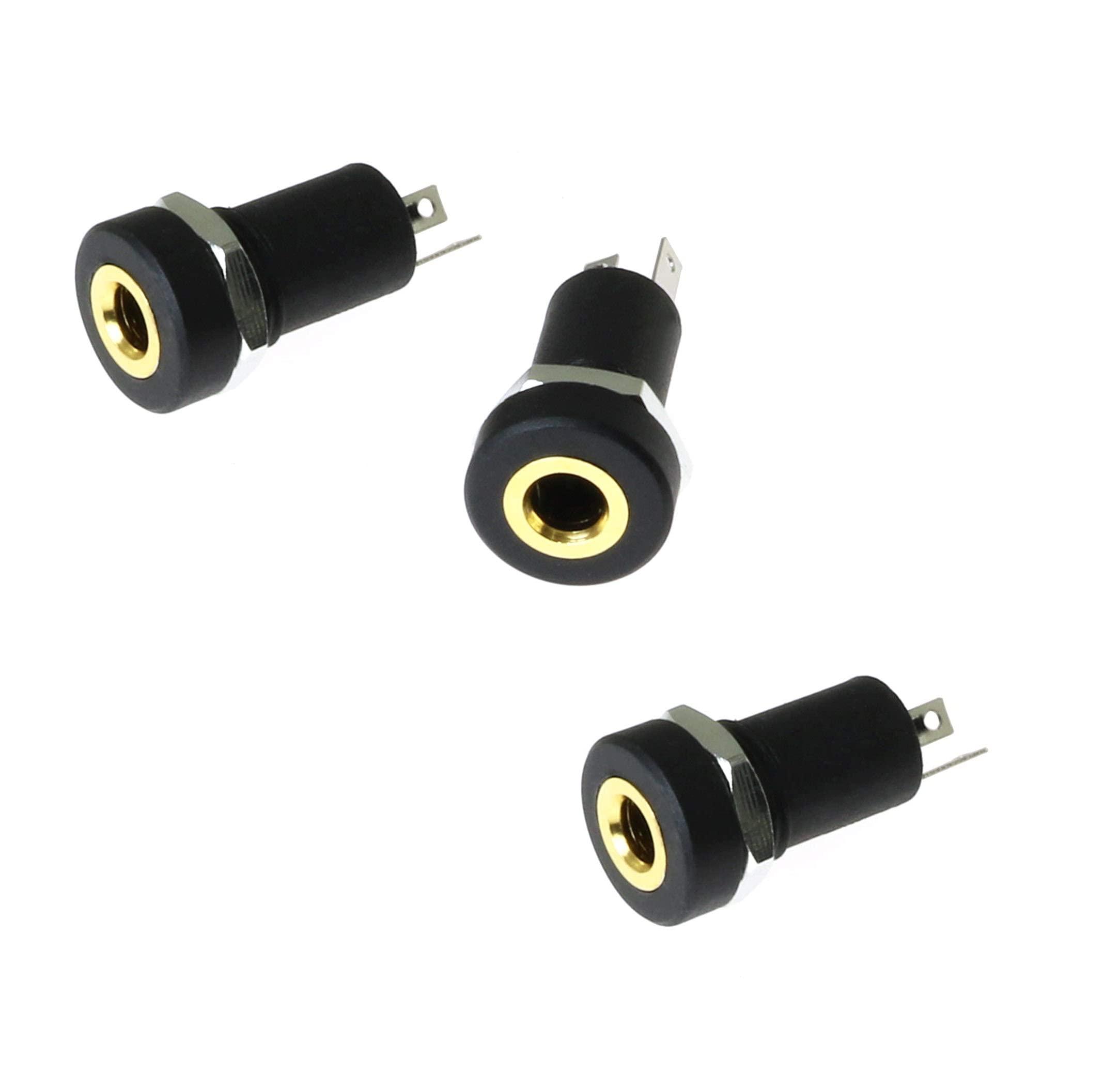 Longdex Longdex 3.5mm Stereo Panel Mount Jack 3PCS 3.5mm 1/8Inch Mini Female Stereo Panel Mount Solder Headphone Socket Connector