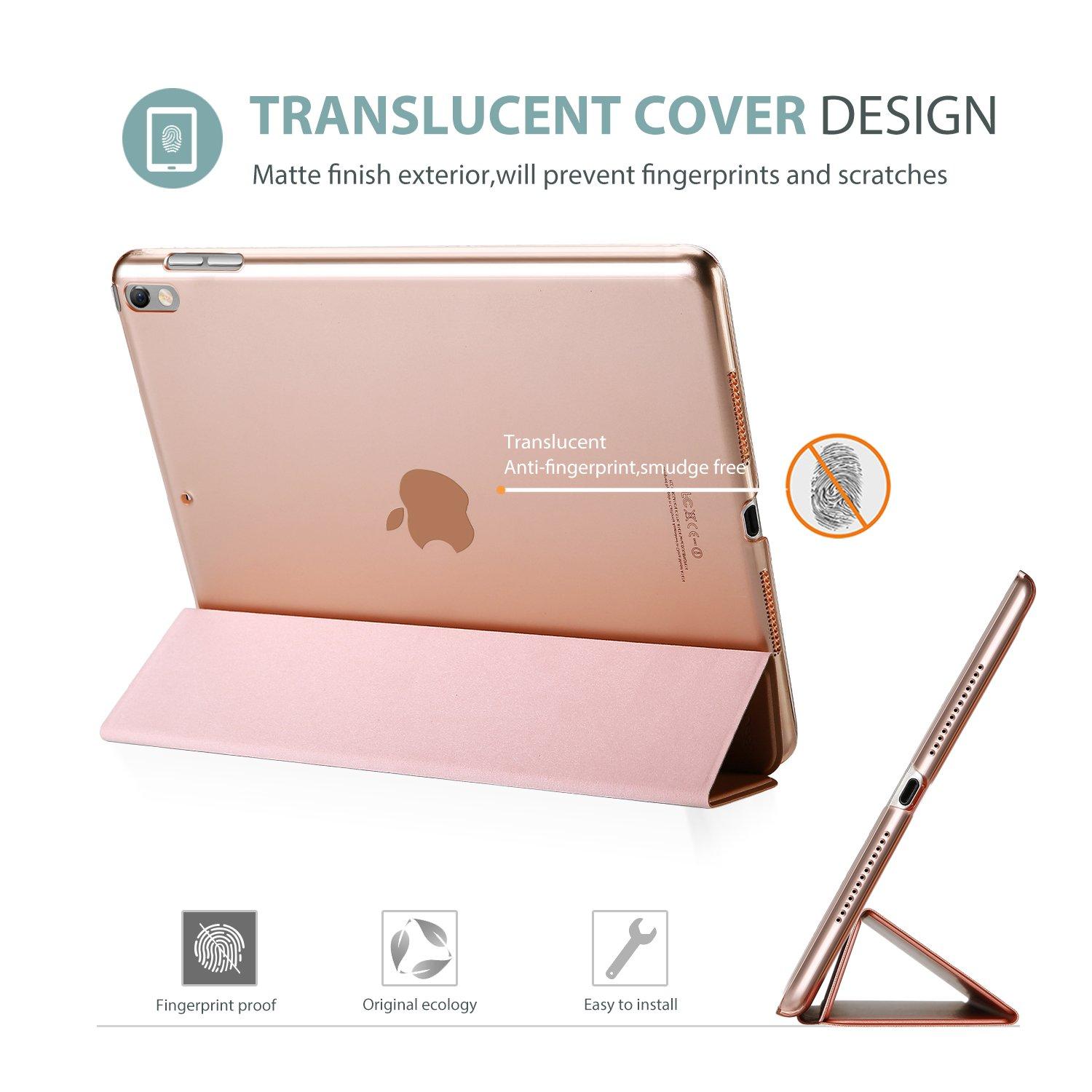 ProCase ProCase Smart Casefor 10.5 iPad Air 3rd Generation 2019 / iPad Pro 2017, Slim Stand Cover with Translucent Frosted Back for iPad Air 3 -Rosegold