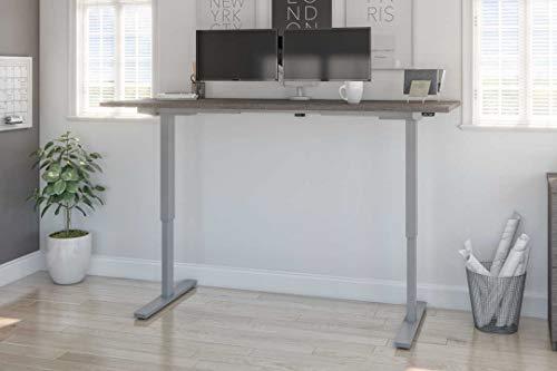 Bestar Bestar Upstand Standing Desk with Dual Monitor Arm, Ergonomic Electric Table for Home Office, 72W x 30D, Bark Grey
