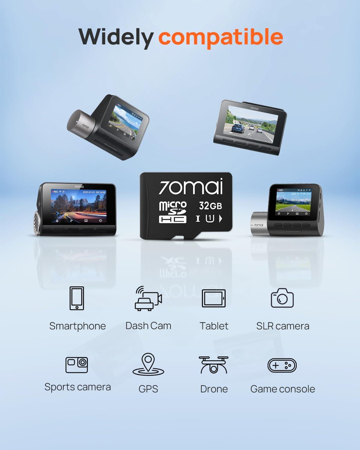 70mai 70mai Front Dash Cam A500S+ 32GB Card 1944P UHD with Sony IMX335, Built-in WiFi GPS Smart Dash Camera for Cars, Optional Rear Dash Cam, ADAS, 2\'\' IPS LCD Screen, 140 Wide Angle, WDR, Night Vision