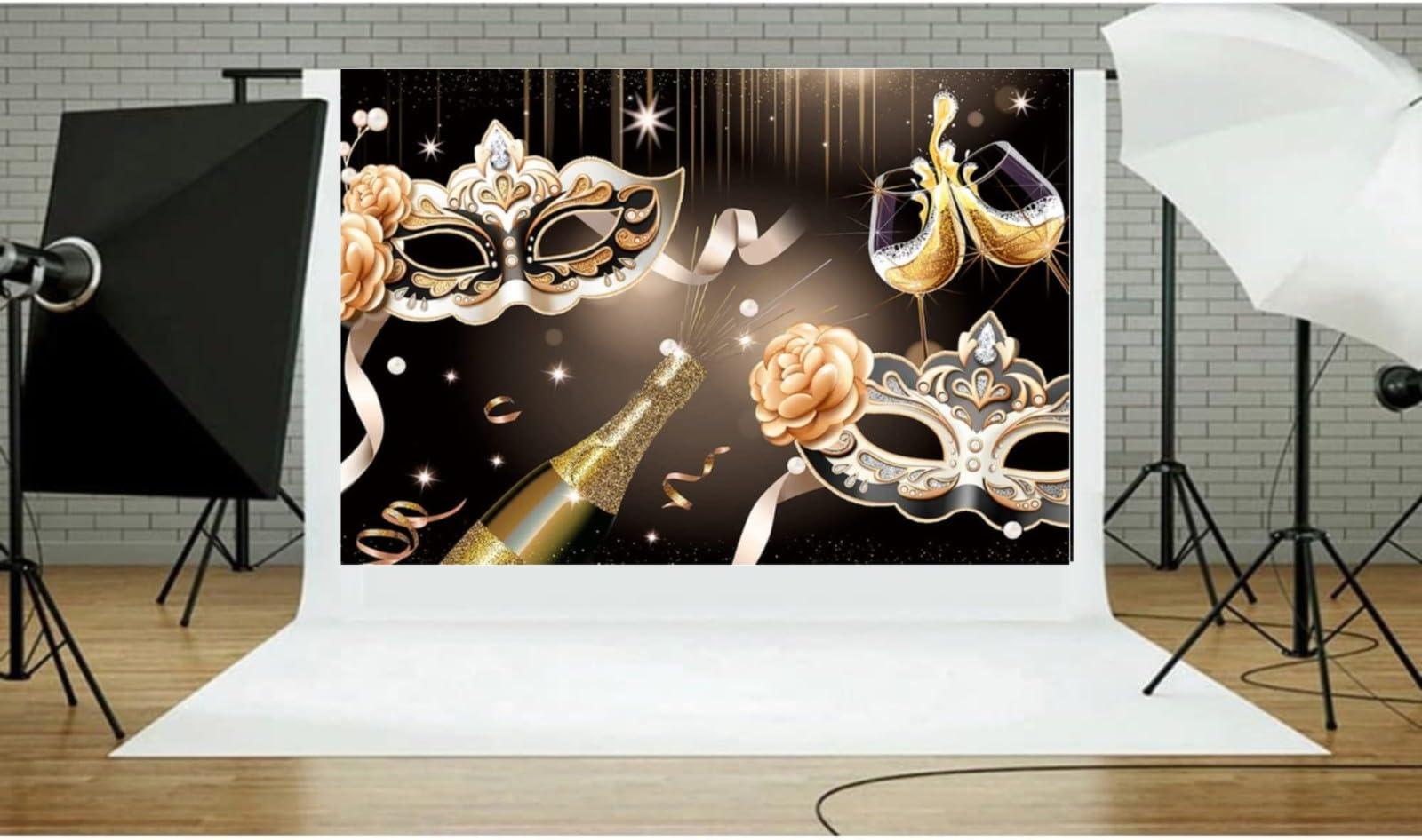 KS-Backdrop Masks Theme for Carnival Masquerade Photo Backdrops Birthday Party Masquerade Decoration Photo Backgrounds Ladies Birthday Backgrounds (9x6FT)