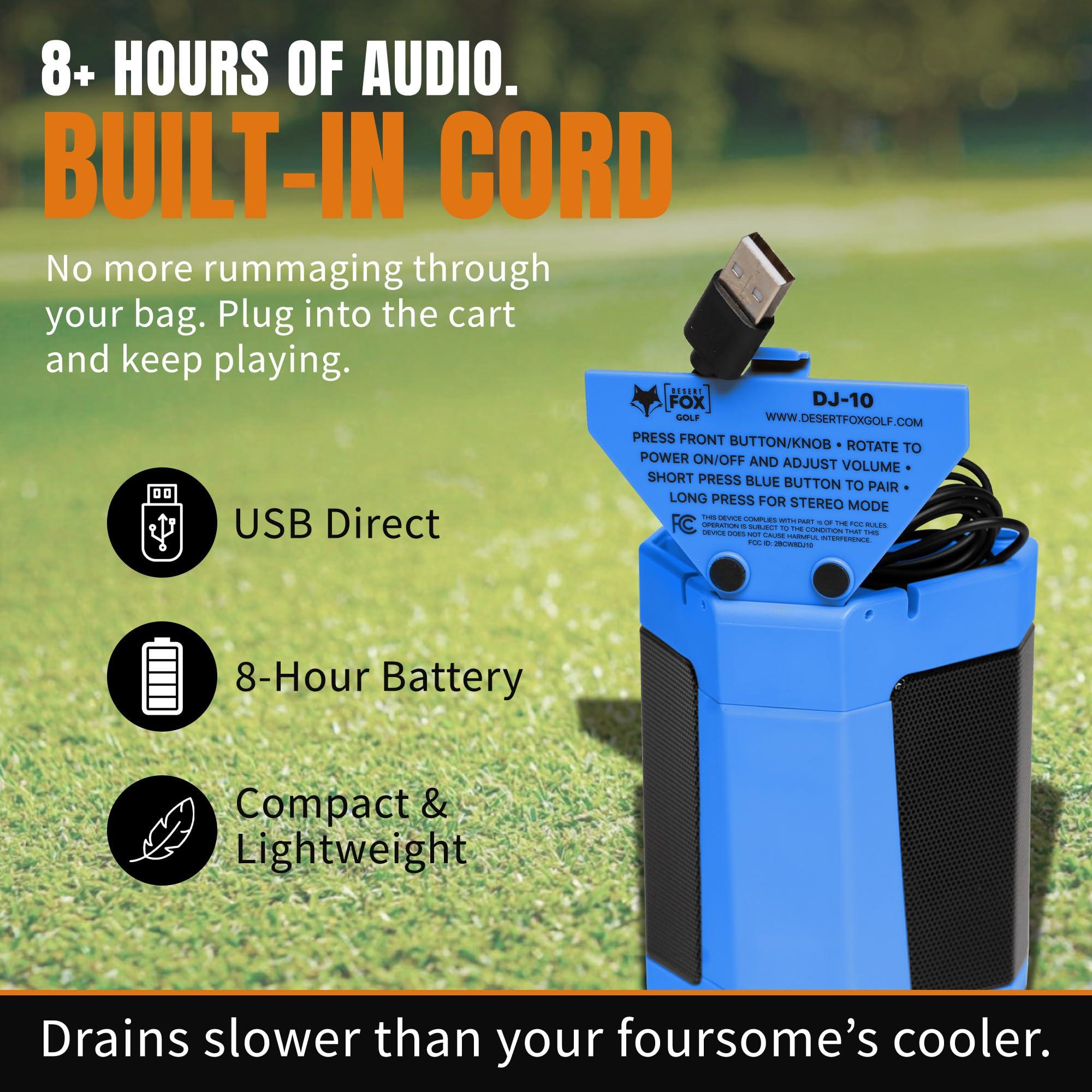 DESERT FOX GOLF Desert Fox DJ-10 Wireless Golf Speaker - Bluetooth Speaker Built Specifically for Golf - Magnetic Attachment to Golf Cart (Blue)