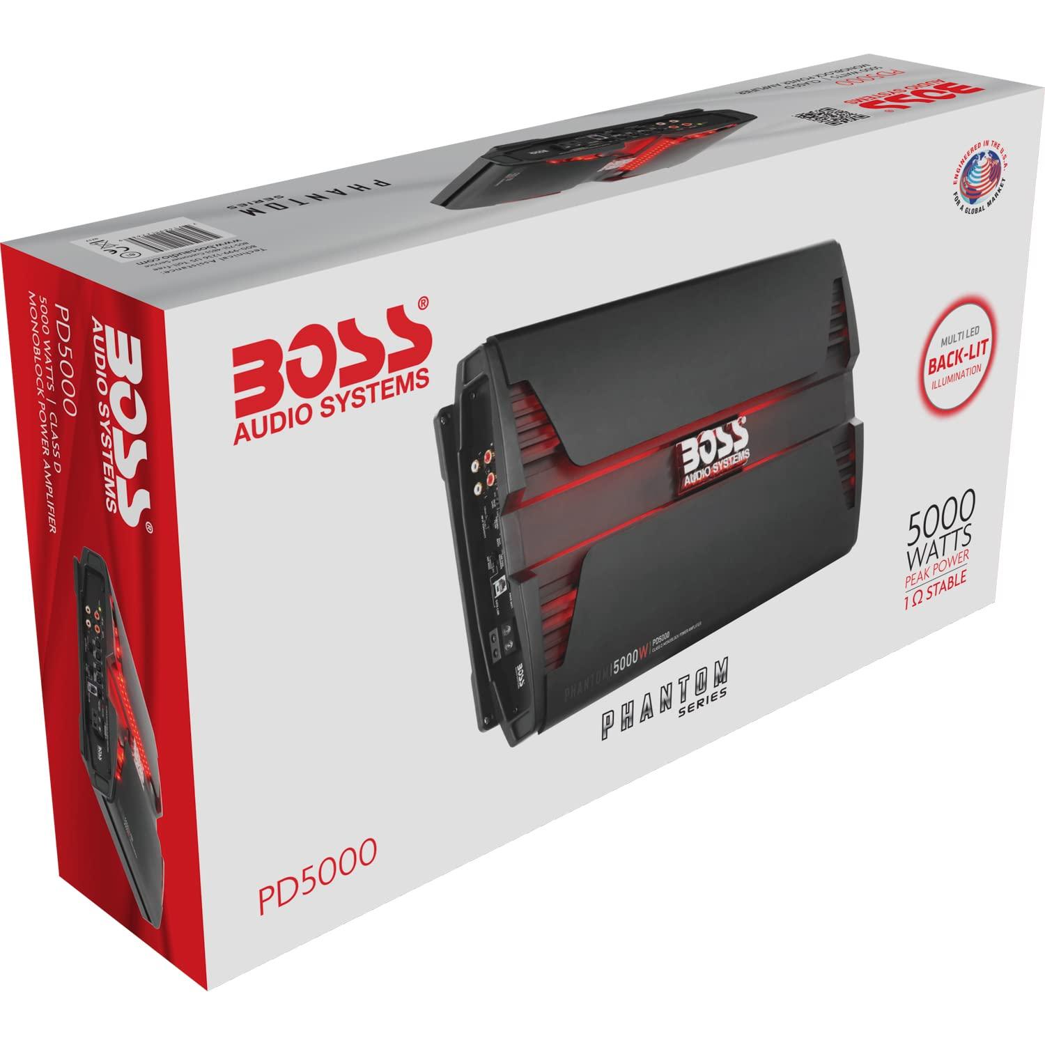 BOSS Audio Systems BOSS Audio Systems PD5000 Phantom 5000-Watt, 1, 2, 4 Ohm Stable Class D Monoblock Car Amplifier with Remote Subwoofer Control