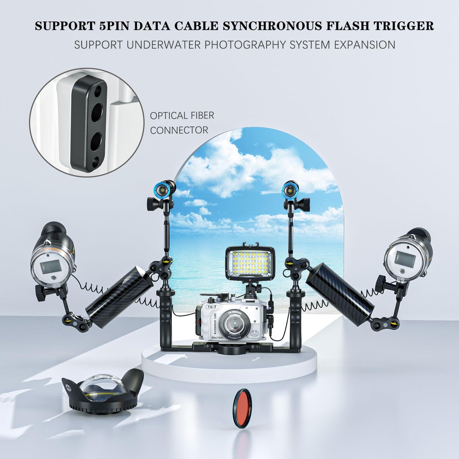 Sea frogs Sea frogs Waterproof housing Case Underwater Diving 195FT/60M Works for OM System TG-7 Cameras (Housing + Red Filter) (HZB-TG7-WHITE)