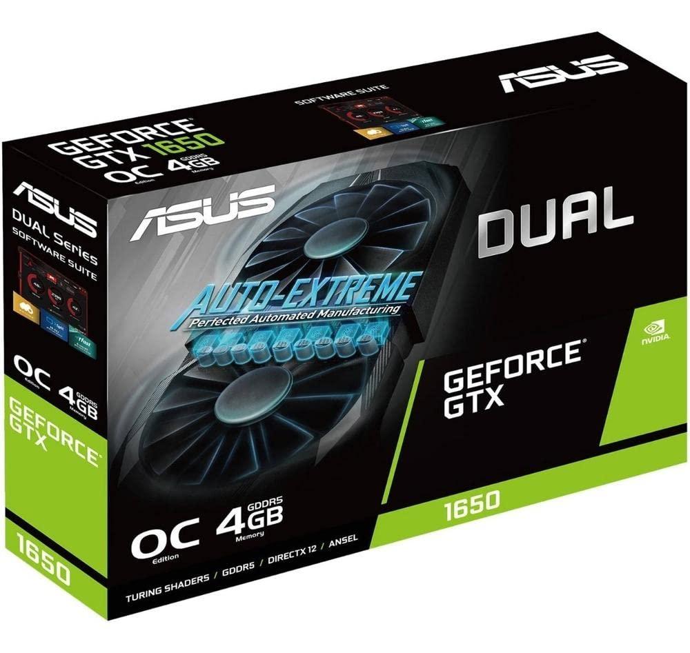 ASUS ASUS GeForce GTX 1650 Overclocked 4GB Dual-Fan Edition VR Ready HDMI DP 1.4 DVI Graphics Card (Dual-GTX1650-O4G)