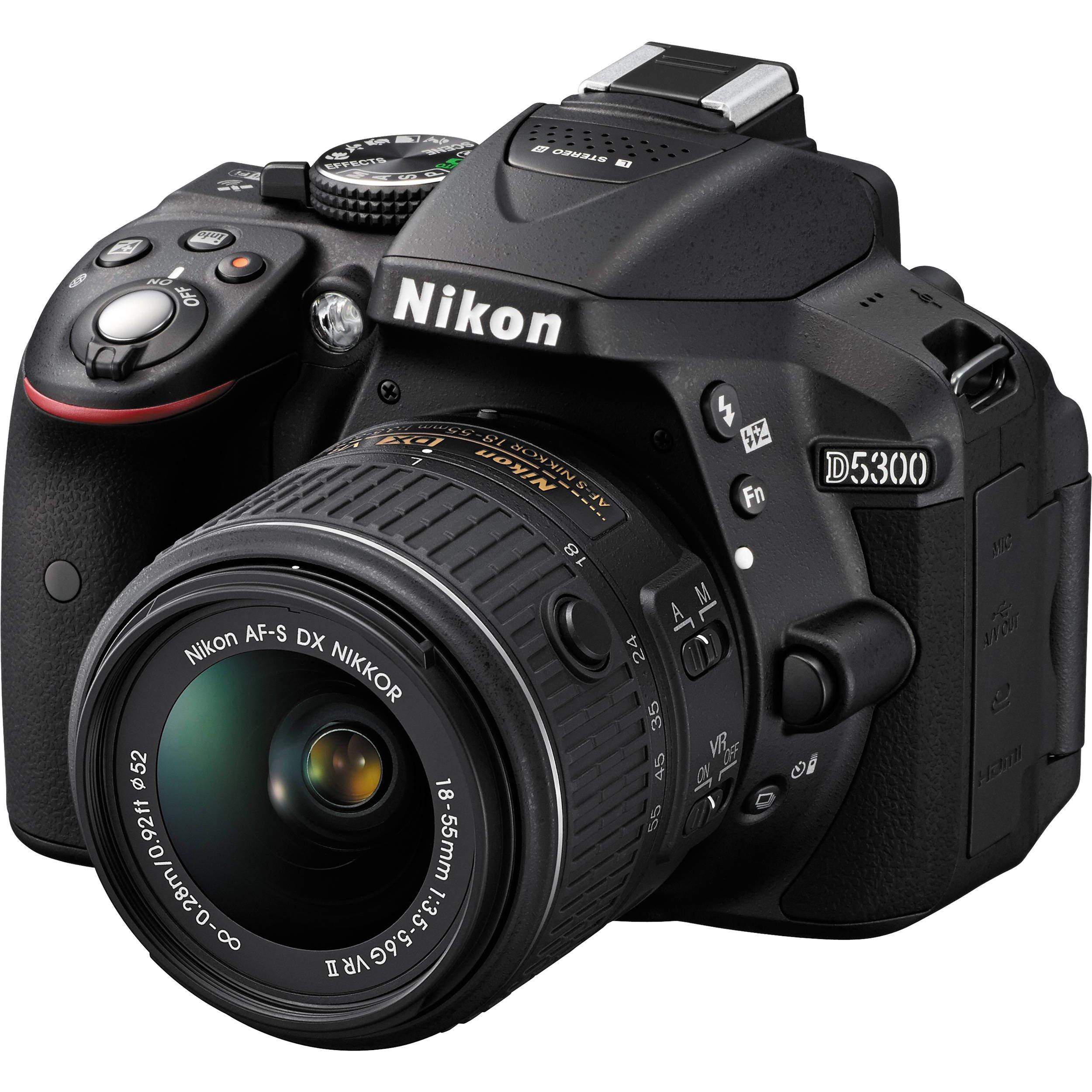 Nikon Nikon D5300 24.2 MP CMOS Digital SLR Camera with 18-55mm f/3.5-5.6G ED VR Auto Focus-S DX NIKKOR Zoom Lens (Black)