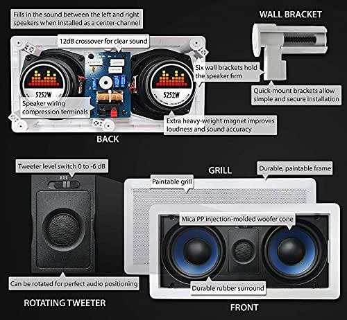 Silver Ticket Products Silver Ticket Products 1 x Center, 1 x Left & 1 x Right in-Walls and 2 x in-Ceiling Surround Sound 5.1 Speaker Home Theater Bundle Package