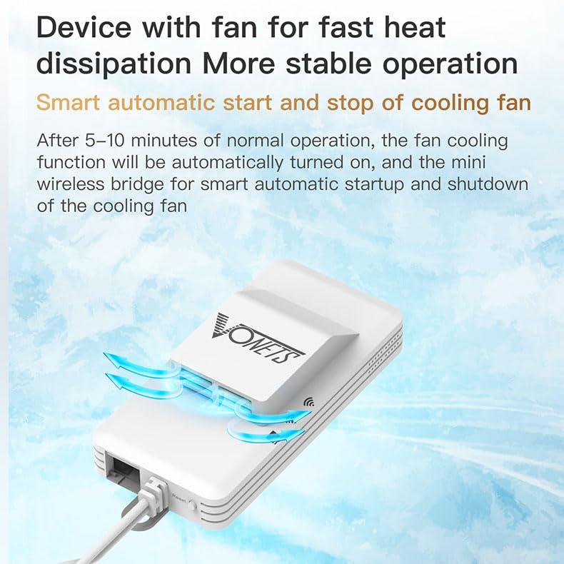 Vonets Vonets VAP11AC 2.4G+5G WiFi Bridge/Wireless Repeater/Wired to WiFi Adapter 1200Mbps with RJ45 Ethernet Cable Good Partner for Security System, IP Device