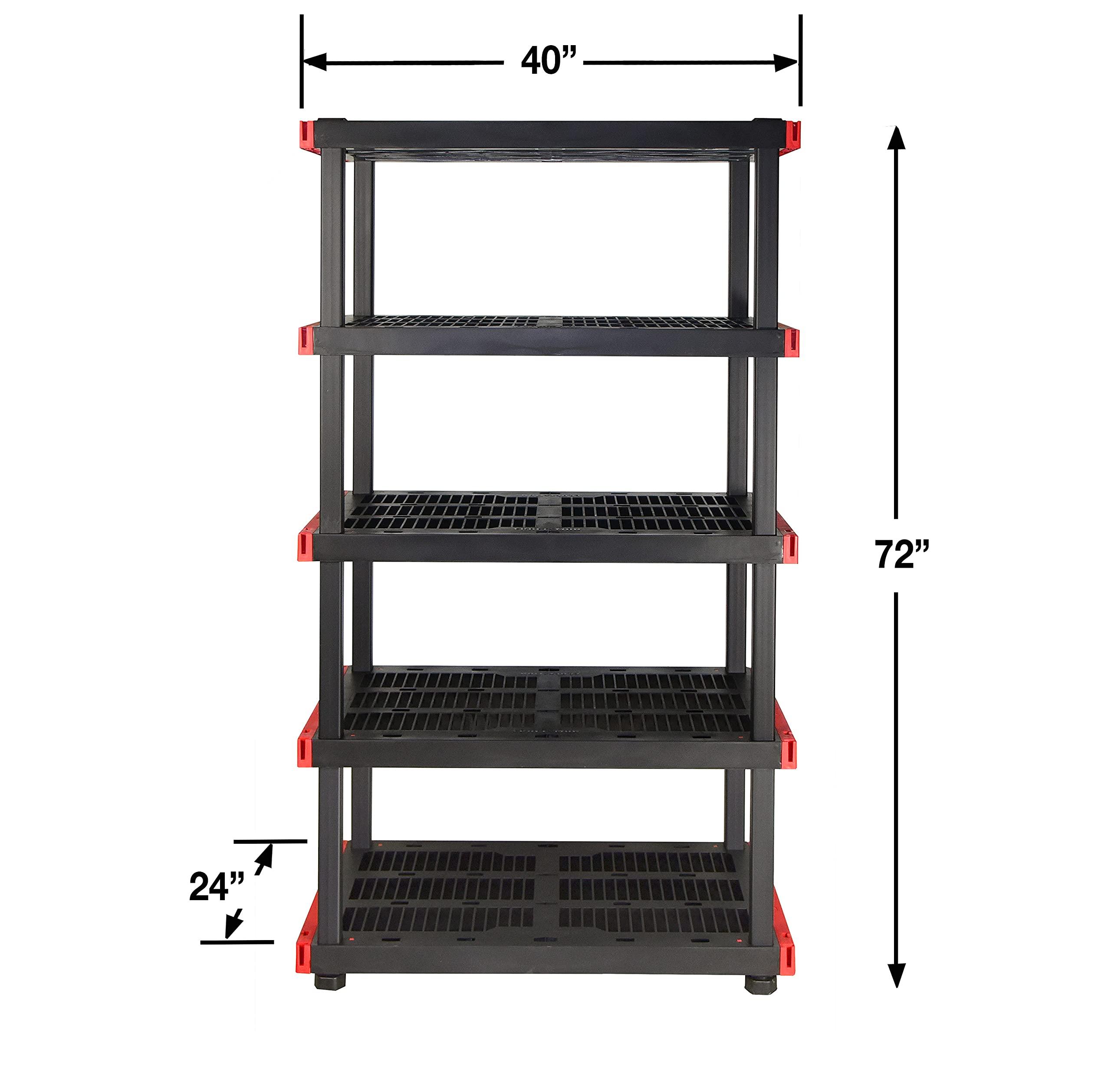 CX CX Craftsman, 5-Tier Highly Durable Storage Rack, 200lbs/shelf, (72.3H x 40W x 24D), Interlocking Shelving Unit and Weather-Resistant Design, American Made Garage Shelf