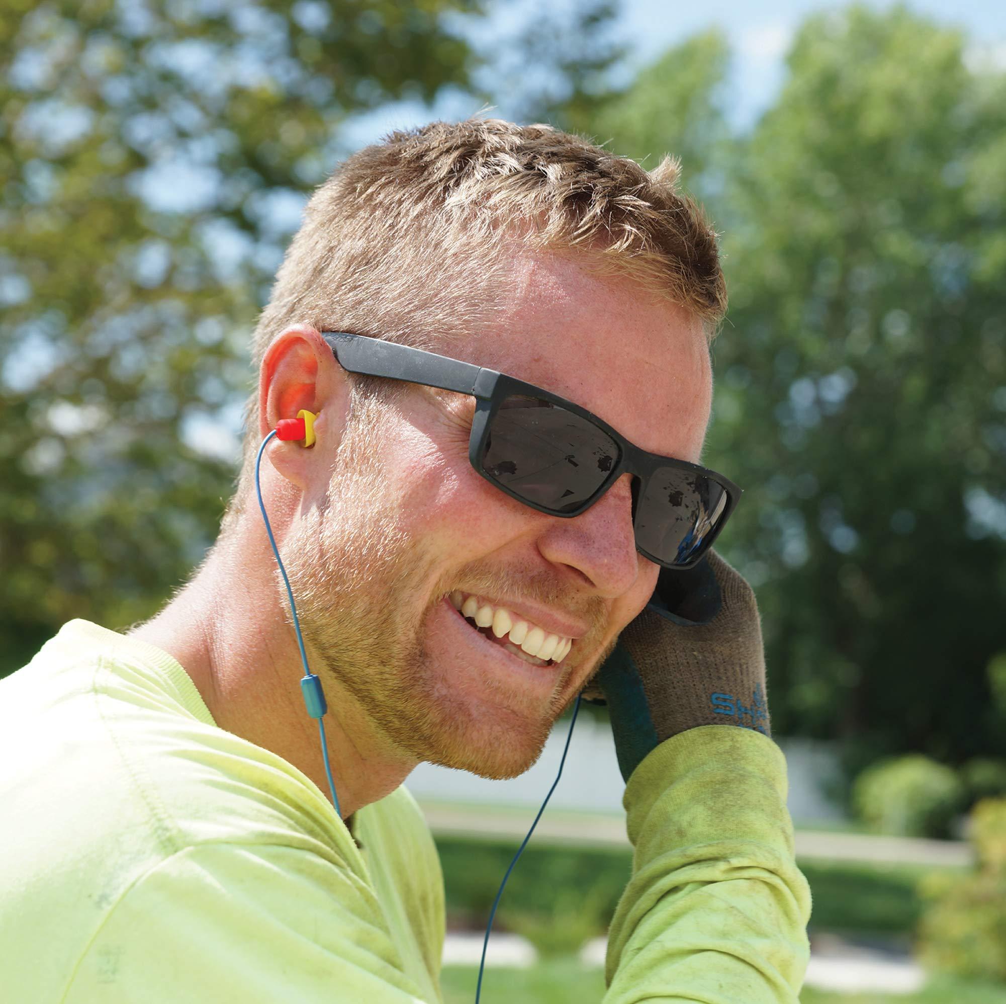 Plugfones Plugfones Protector Plus VL in-Ear Earplug Earbuds, Noise Reduction Headphones with Noise Isolating Mic and Controls, Blue & Yellow