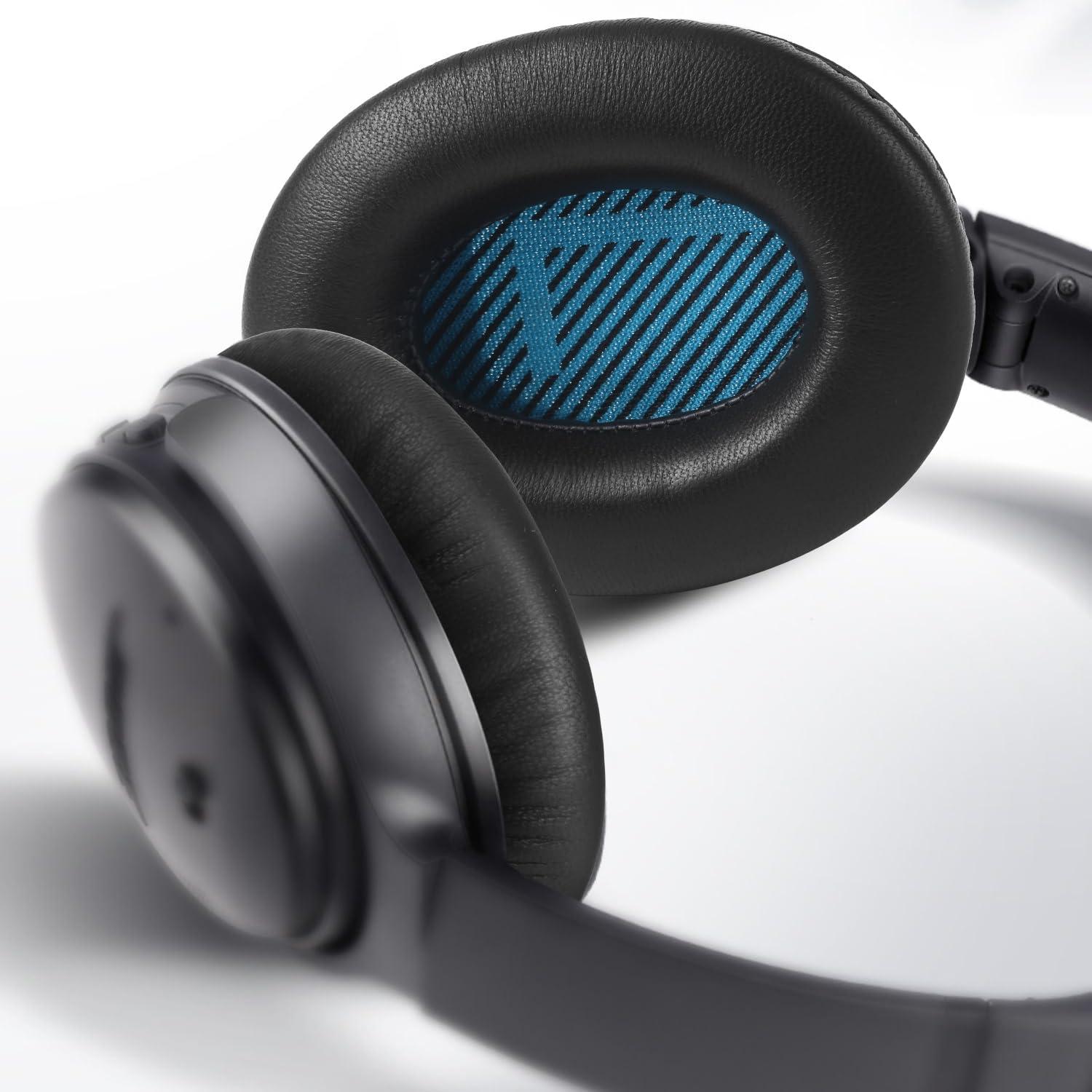 VIIMAKE VIIMAKE Thicken Lambskin Leather Ear Pads Cushions for QC 35 QC35ii, Soft Leather Replacement Earpads for Bose QuietComfort 35 / QuietComfort 35iiComfort and Durable (Black)