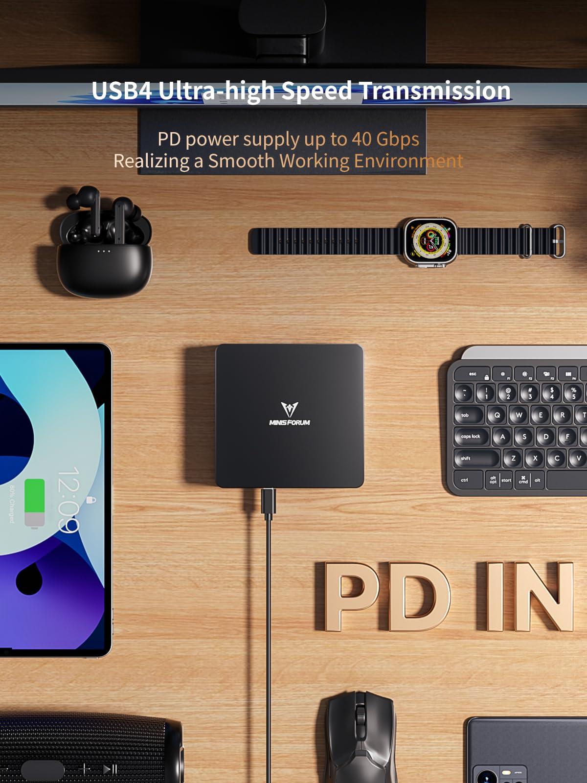 MINISFORUM MINISFORUM UM890 Pro Barebone with Mini PC, AMD Ryzen 9 8945HS Mini Computers,8K Quad Display HDMI/DP1.4/USB-C, AMD Radeon 780M/Dual LAN 2.5G