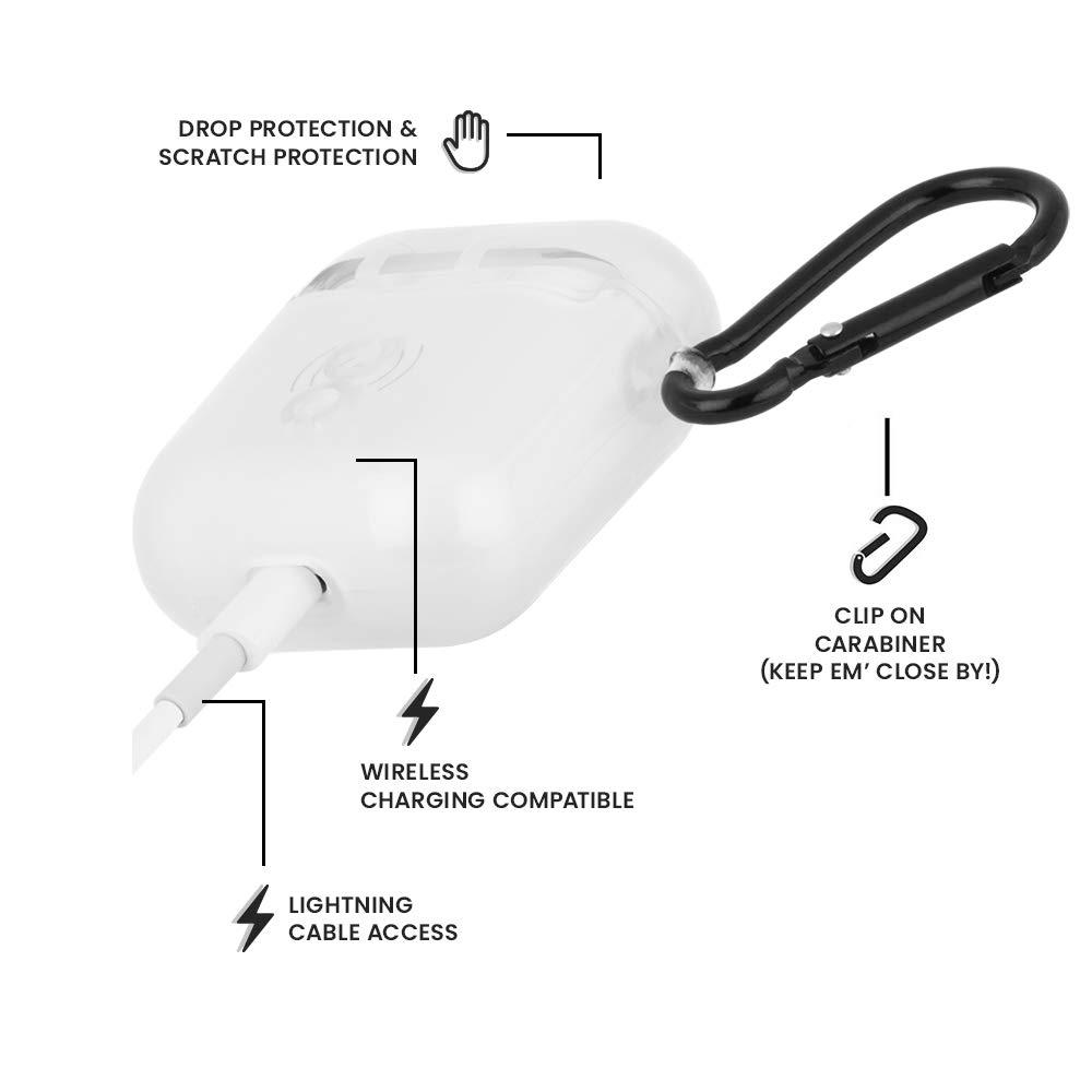 Case-Mate Case-Mate - Airpods Case - Clear - Compatible Apple AirPods Series 1 & 2 - Clear w/Black Carabineer, One Size