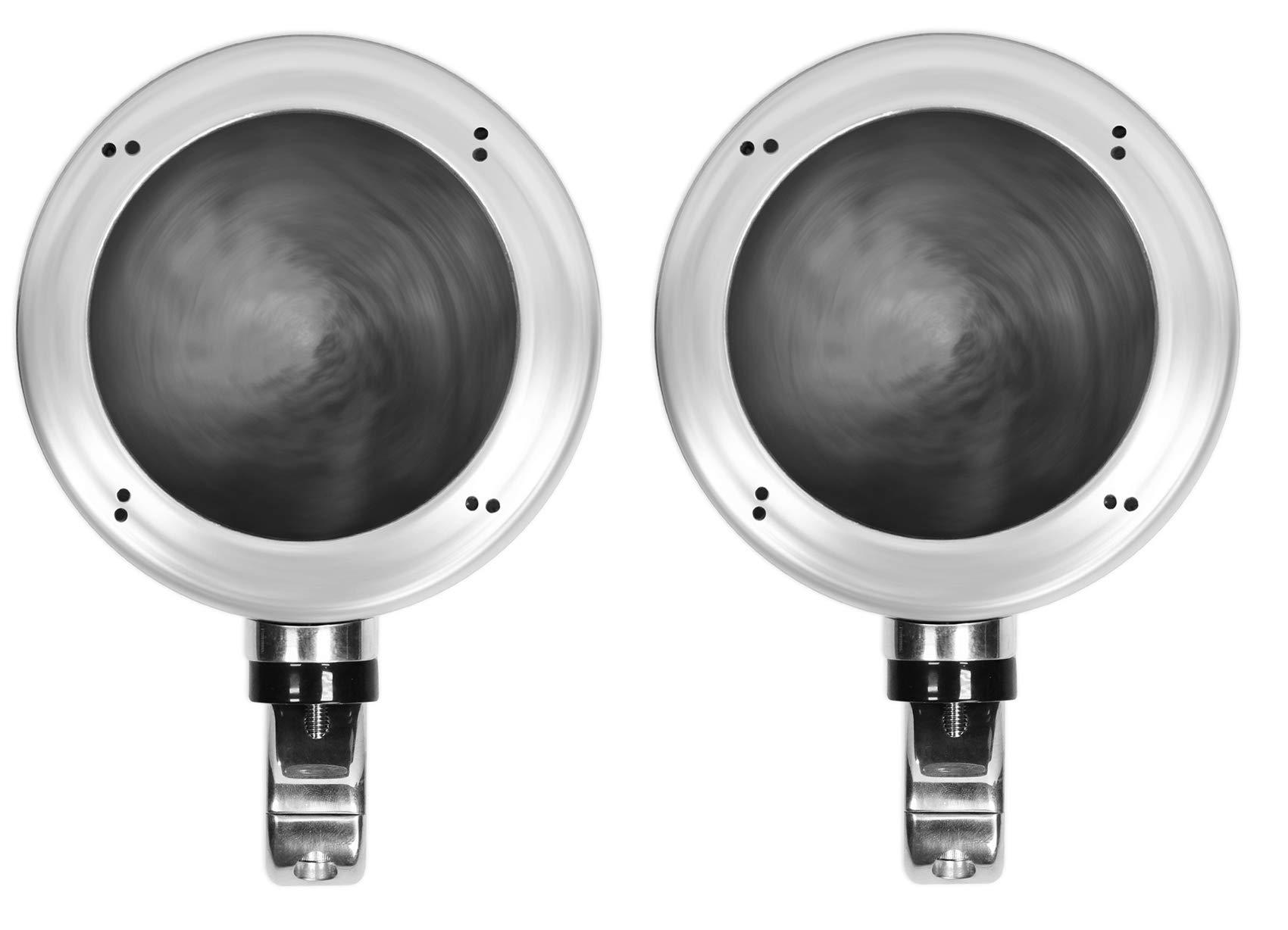 Rockville (2) RockvilIe MAC40B 4\" Chrome Swivel Aluminum Motorcycle Handlebar Speaker Pods