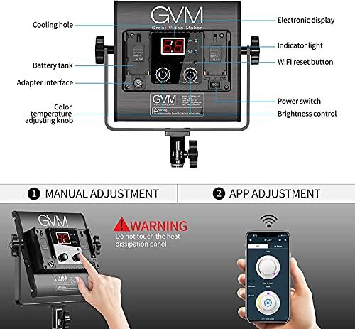 GVM Great Video Maker GVM 3 Pack LED Video Lighting Kits with APP Control, Bi-Color Variable 2300K~6800K with Digital Display Brightness of 10~100% for Video Photography, CRI97+ TLCI97 Led Video Light Panel +Barndoor